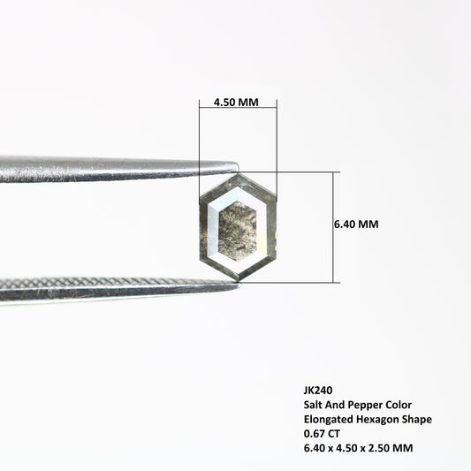 0.67 CT Elongated Hexagon Shape 6.40 MM Salt And Pepper Diamond For Engagement Ring