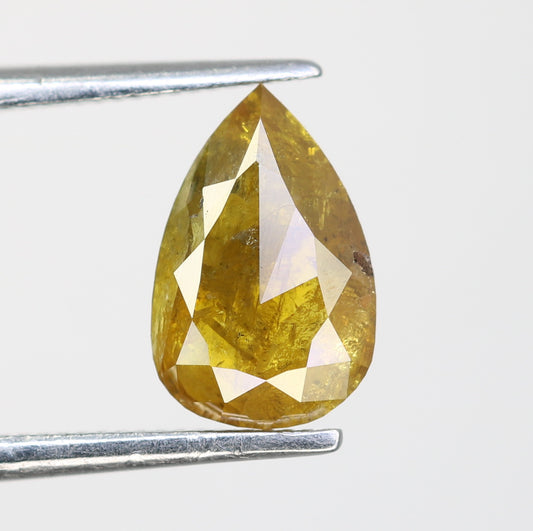 1.31 Carat Natural Green Rustic Pear Shape Diamond For Wedding Ring
