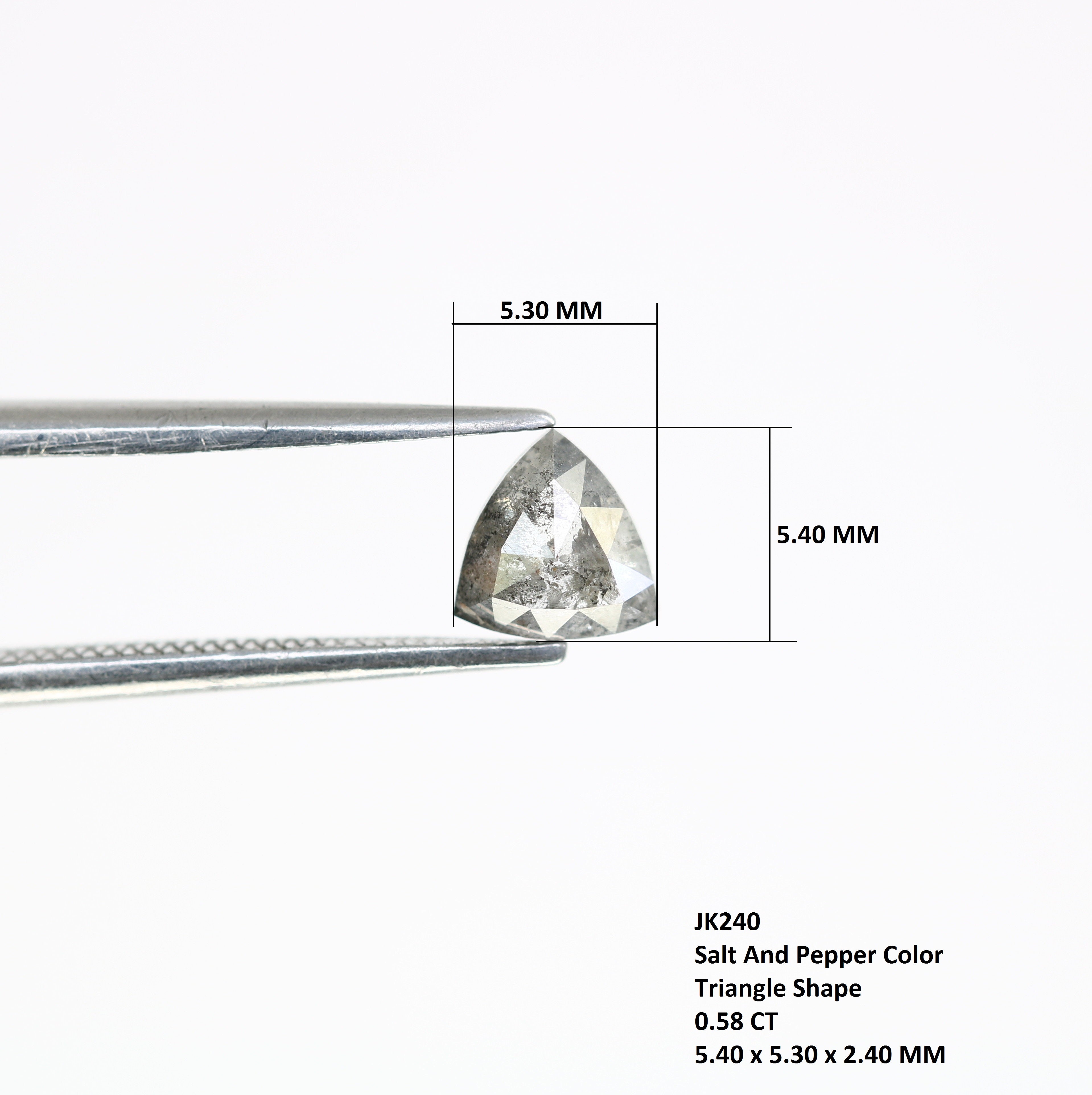 0.58 CT Triangle Shape 5.40 MM Salt And Pepper Diamond For Promise Ring