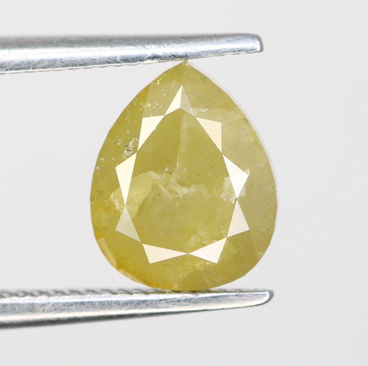 1.74 Carat Pear Cut Loose Natural Rustic Green Diamond For Engagement Ring