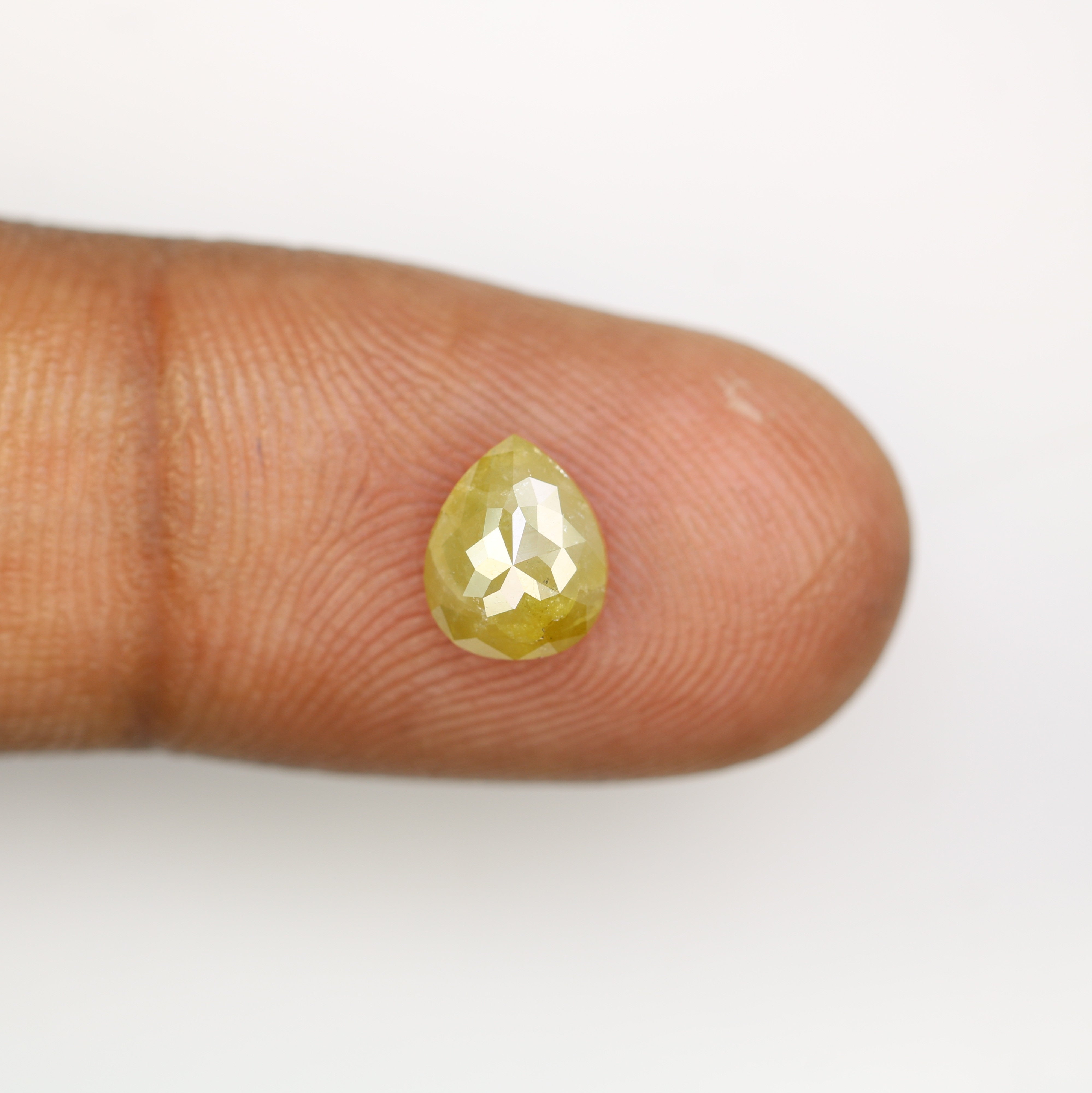 1.74 Carat Pear Cut Loose Natural Rustic Green Diamond For Engagement Ring