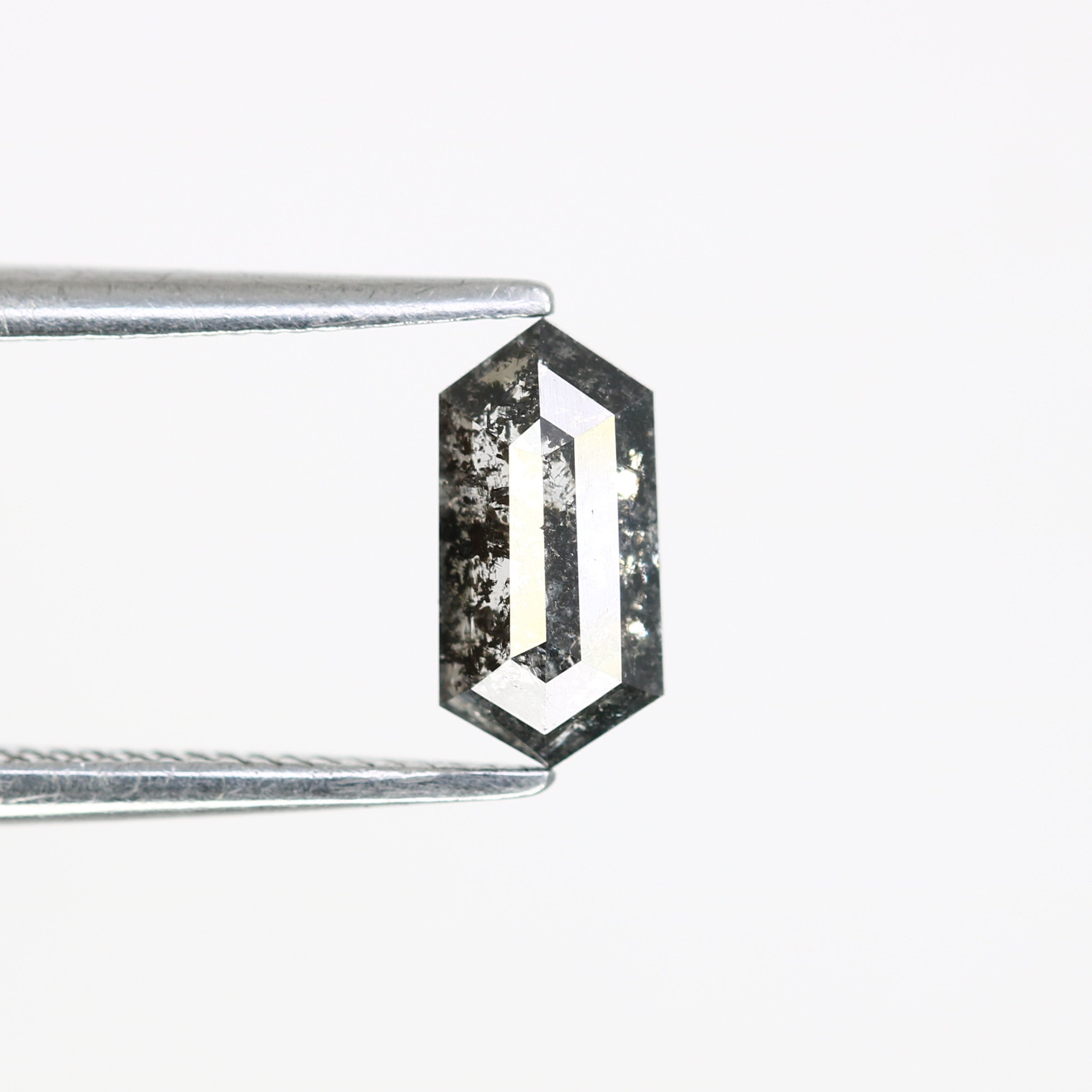 0.63 CT 7.80 MM Elongated Hexagon Shape Salt And Pepper Diamond For Engagement Ring