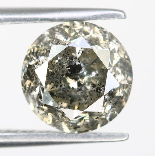 1.87 CT Round Brilliant Cut Salt And Pepper Diamond For Engagement Ring - JayKrishna Diamond