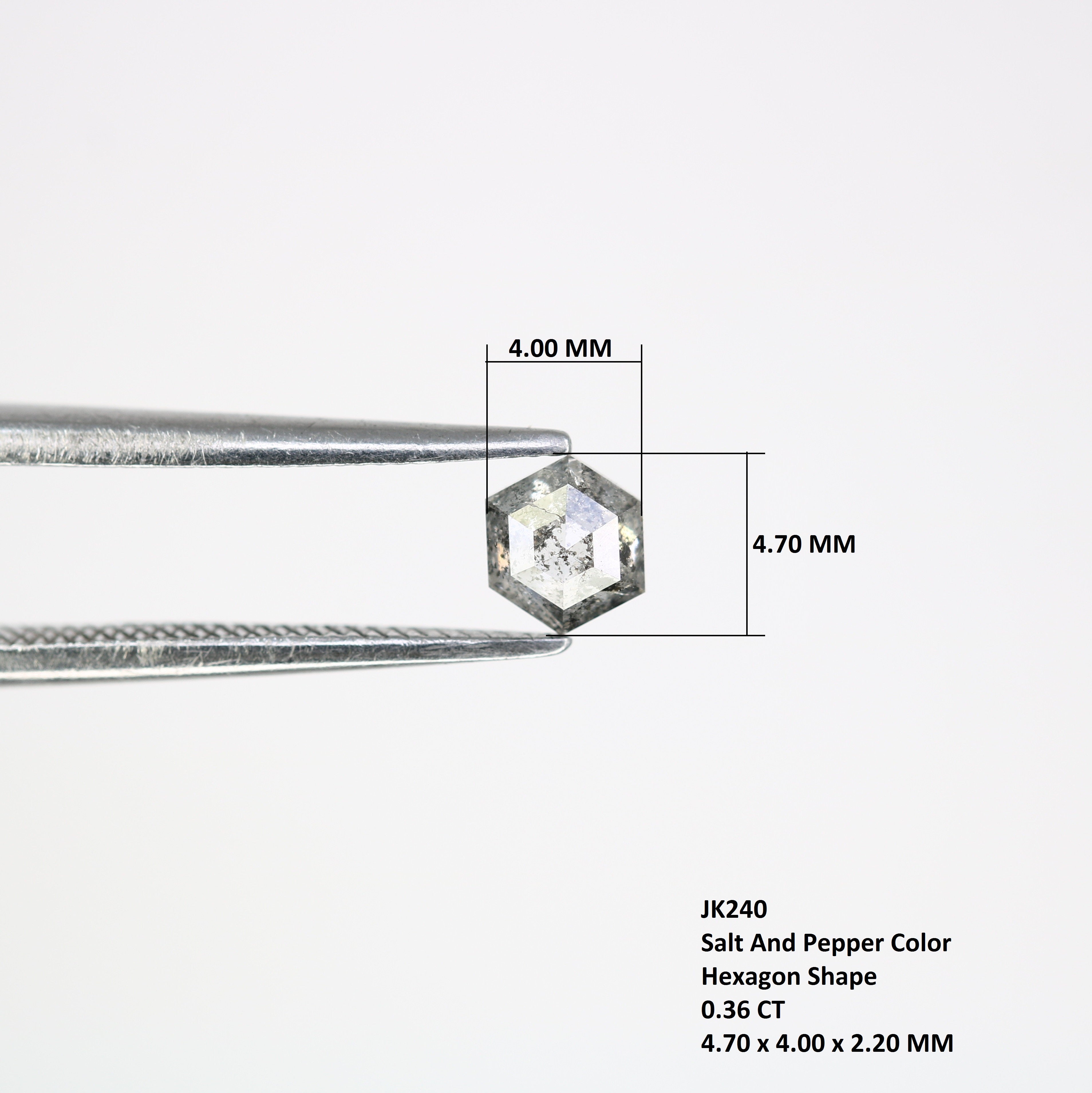 0.36 CT Hexagon Cut Loose Salt And Pepper 4.70 MM Diamond For Engagement Ring