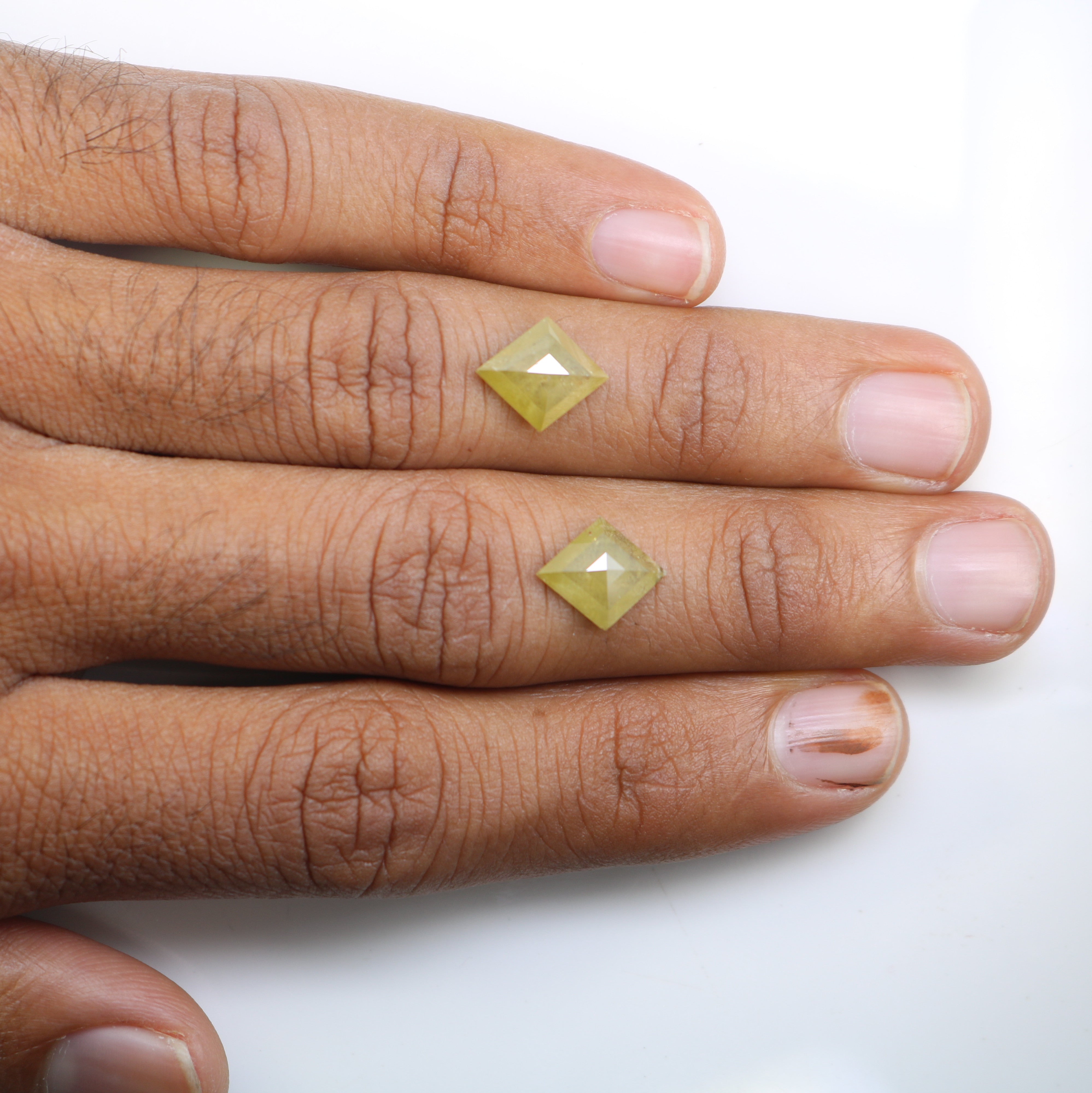 4.39 CT Natural Loose Rustic Green Kite Shape Diamond Pair For Wedding Ring