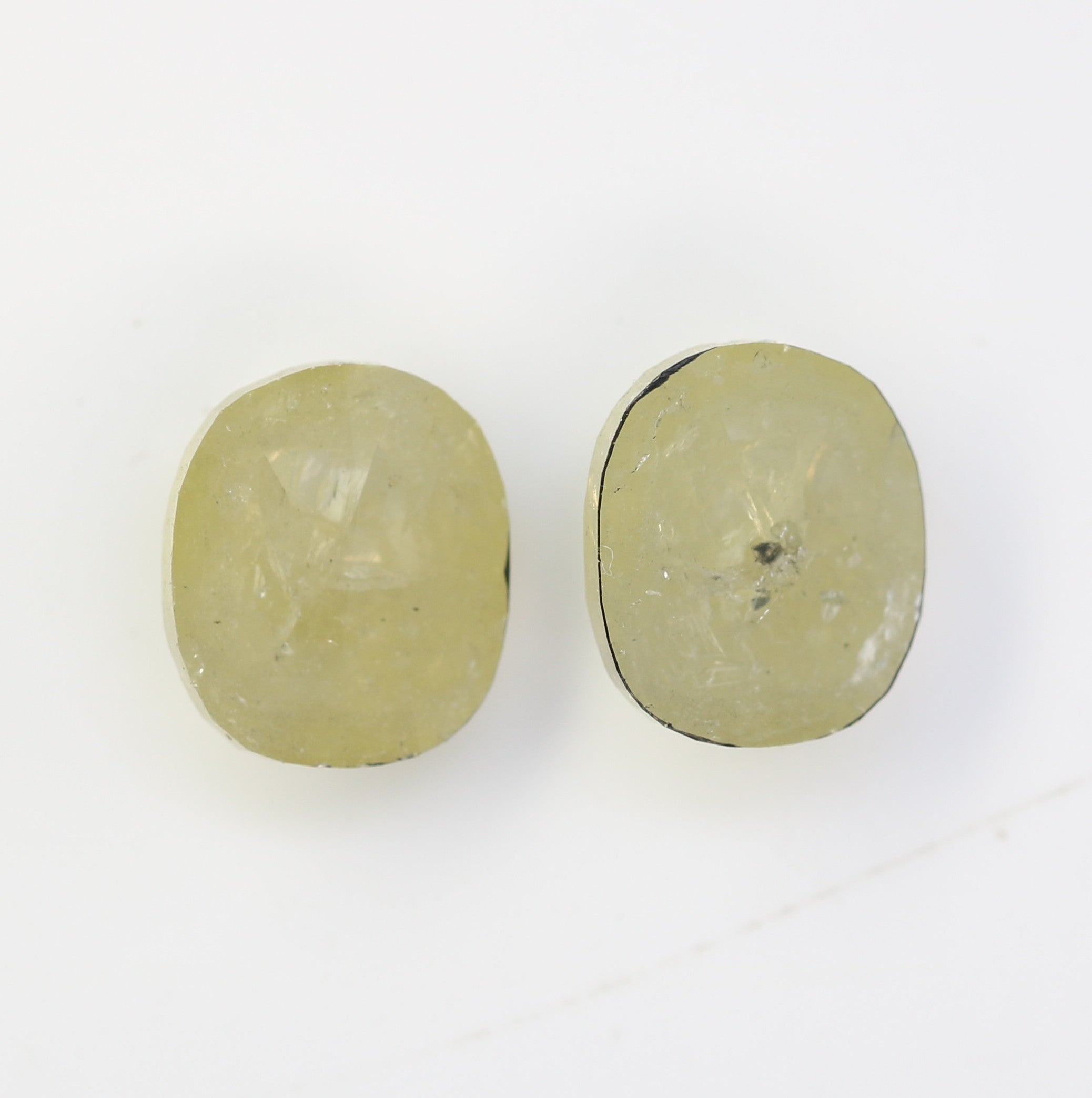 3.19 Carat Natural Green Rustic Light Green Oval Cut Diamond Pair For Diamond Earring