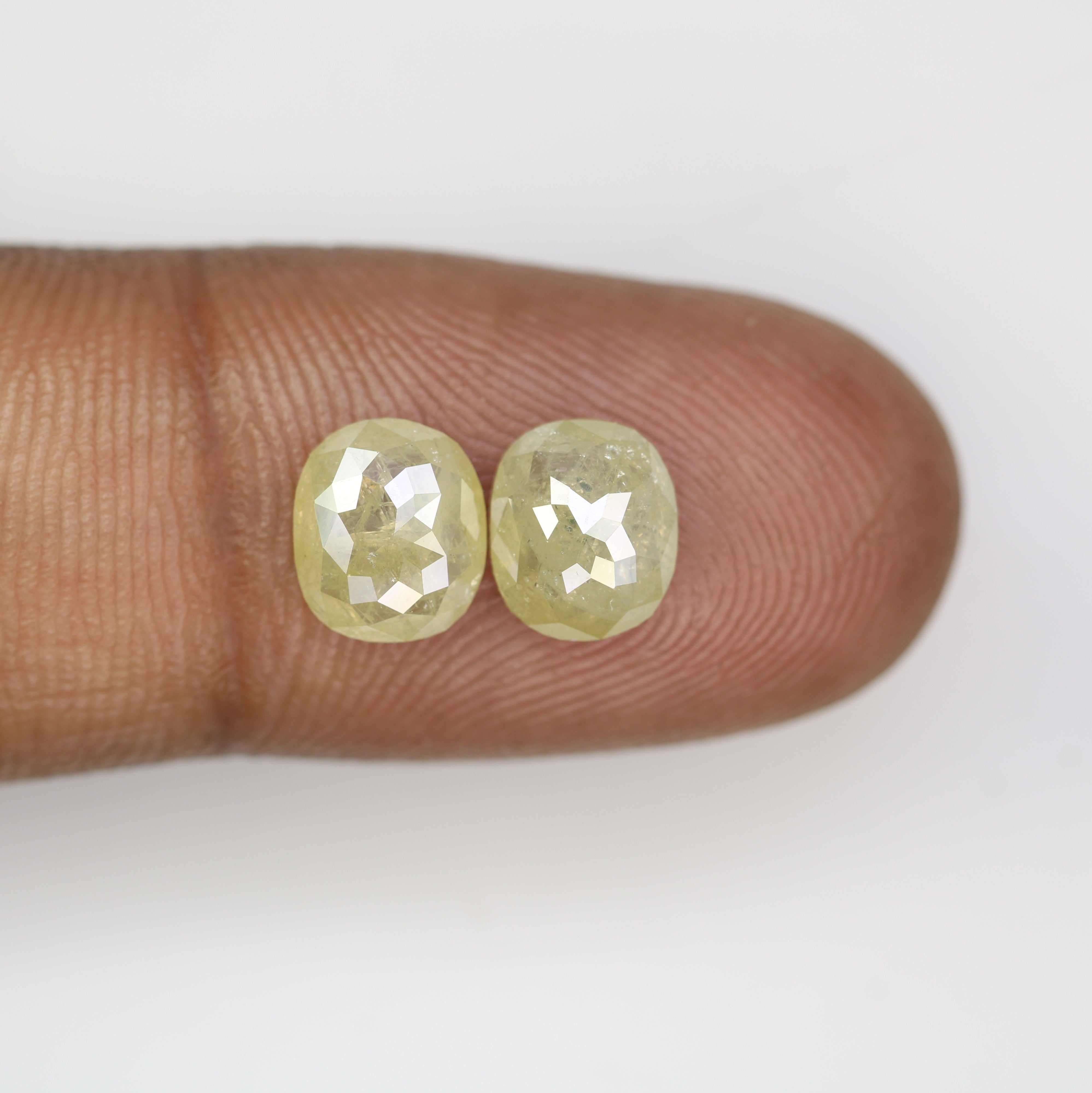 3.19 Carat Natural Green Rustic Light Green Oval Cut Diamond Pair For Diamond Earring