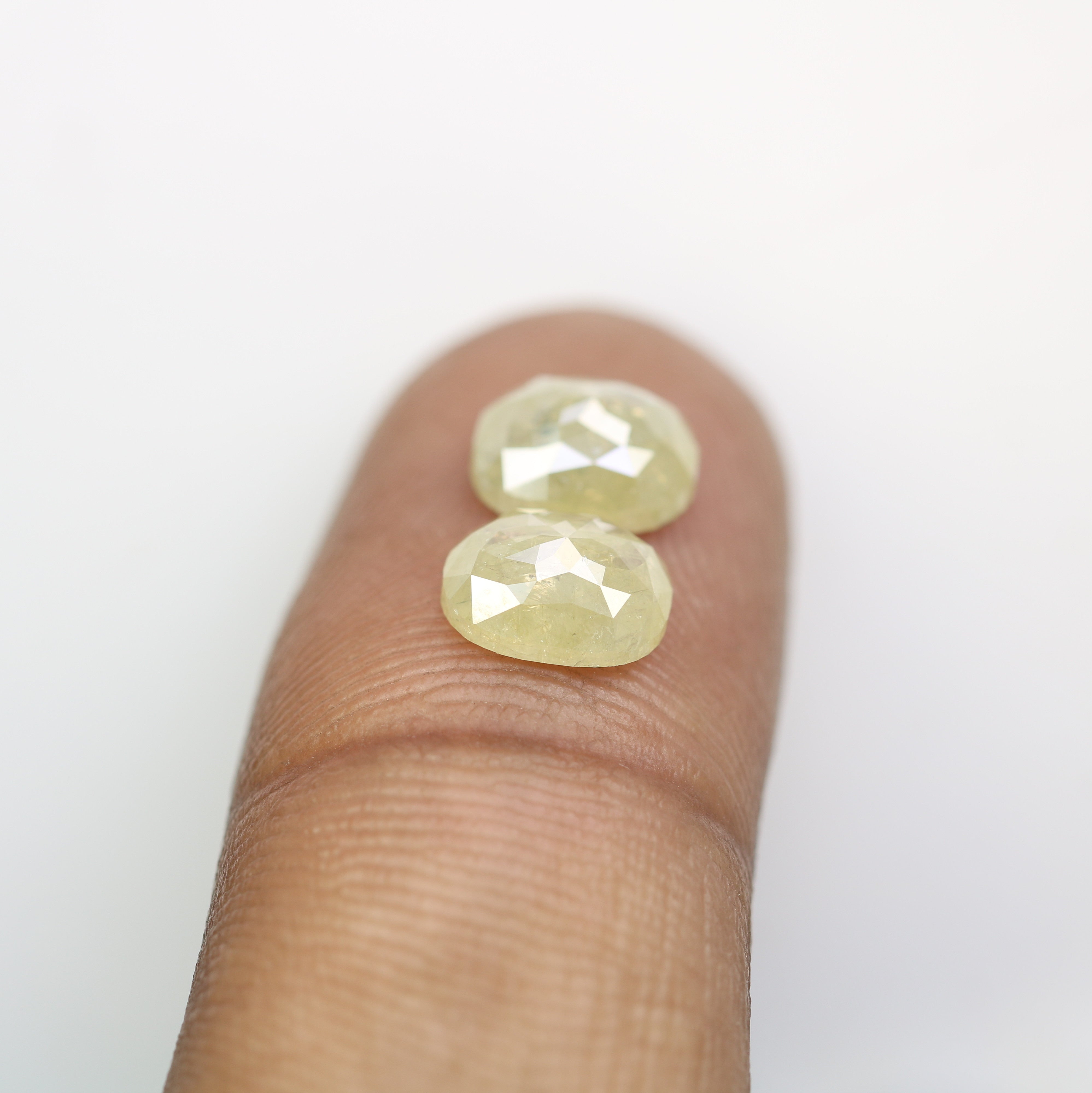 3.19 Carat Natural Green Rustic Light Green Oval Cut Diamond Pair For Diamond Earring