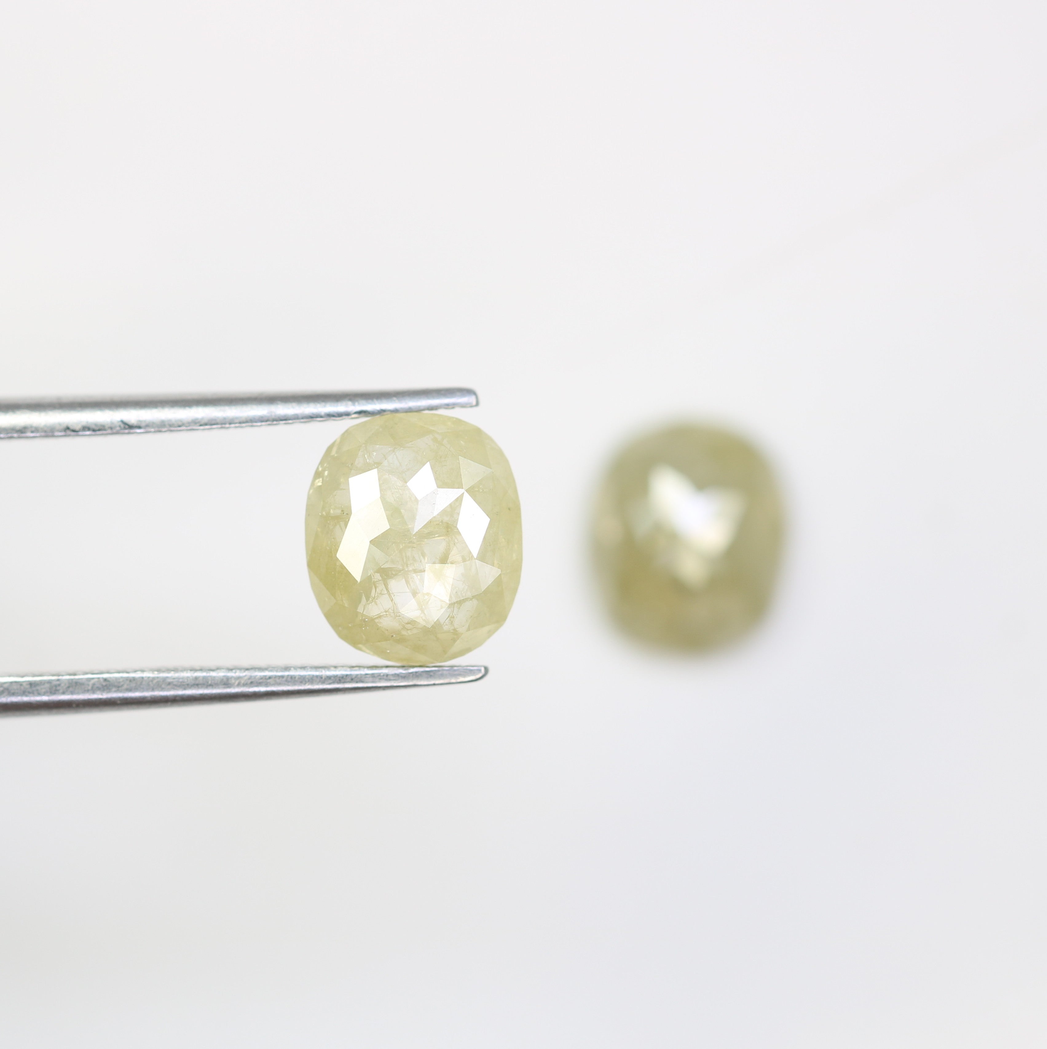 3.19 Carat Natural Green Rustic Light Green Oval Cut Diamond Pair For Diamond Earring