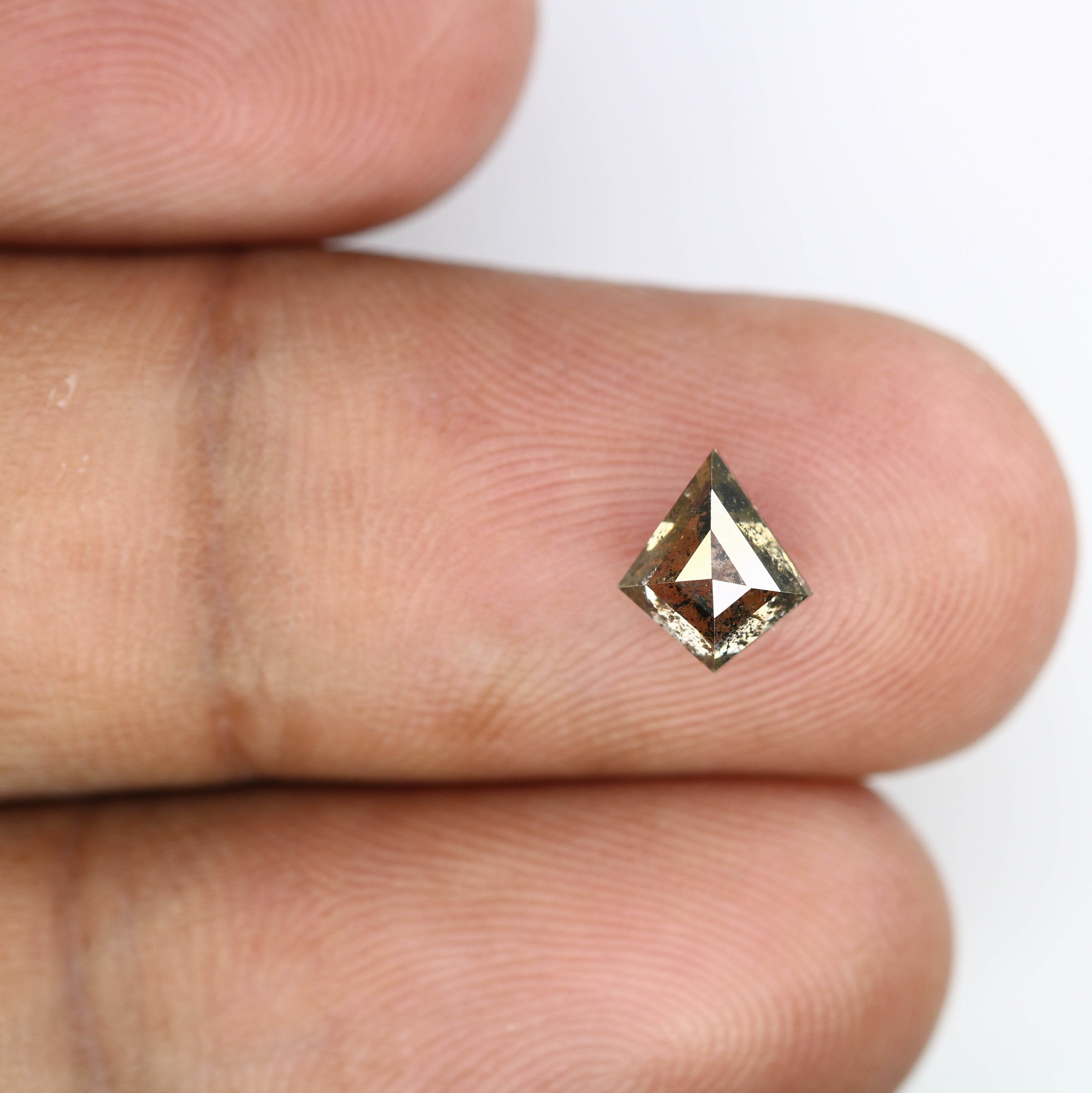 0.96 CT Salt And Pepper Kite Shaped Loose Diamond Ring