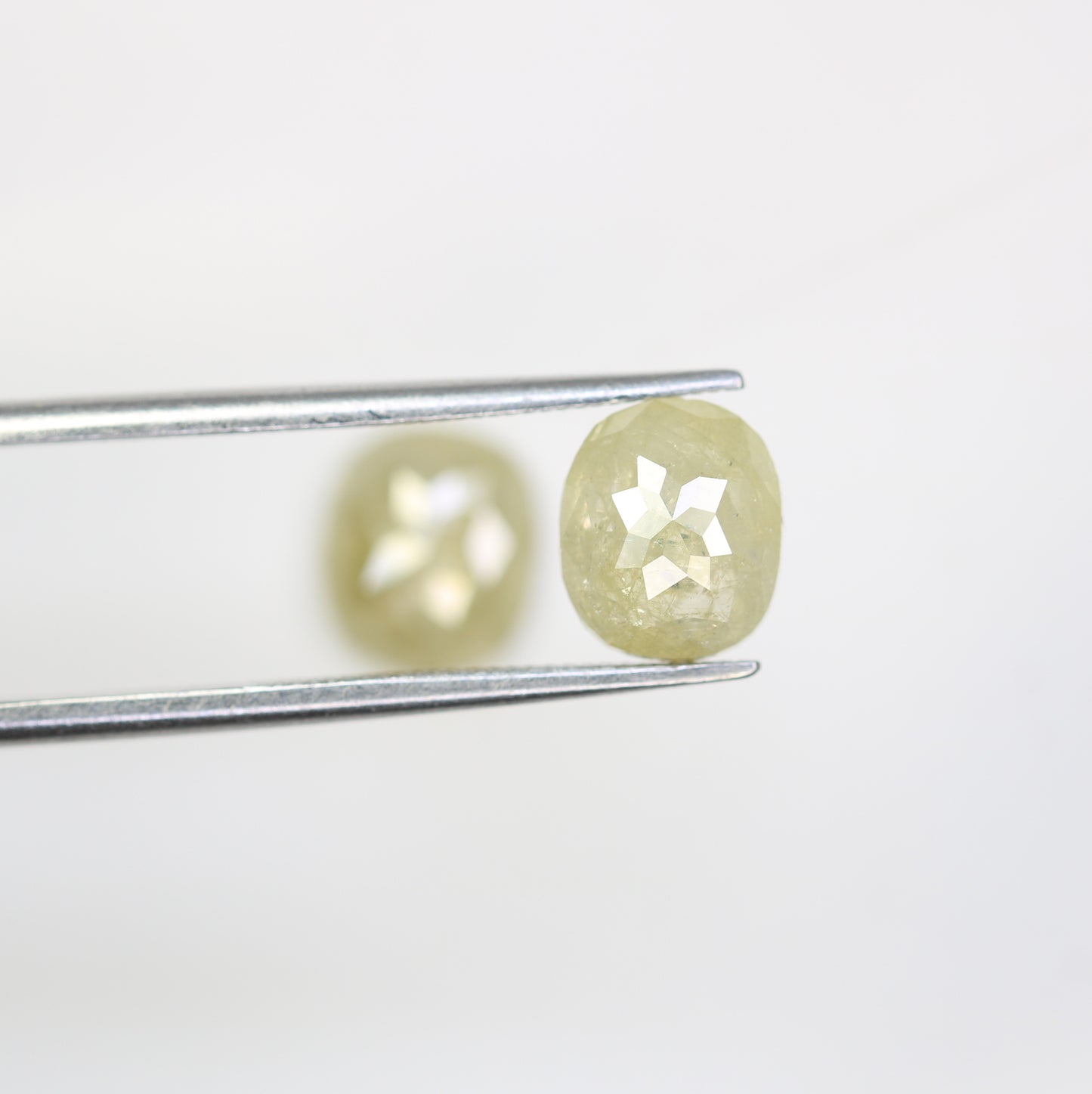 3.19 Carat Natural Green Rustic Light Green Oval Cut Diamond Pair For Diamond Earring