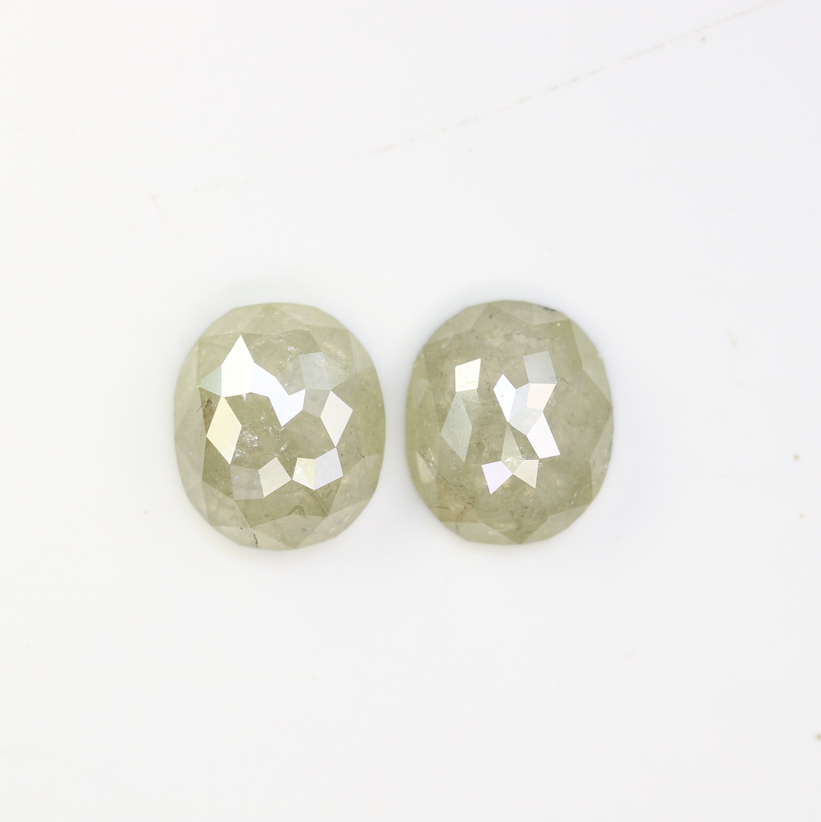 3.15 Carat Natural Grey Loose Rustic Oval Shape Diamond Pair For Vintage Ring