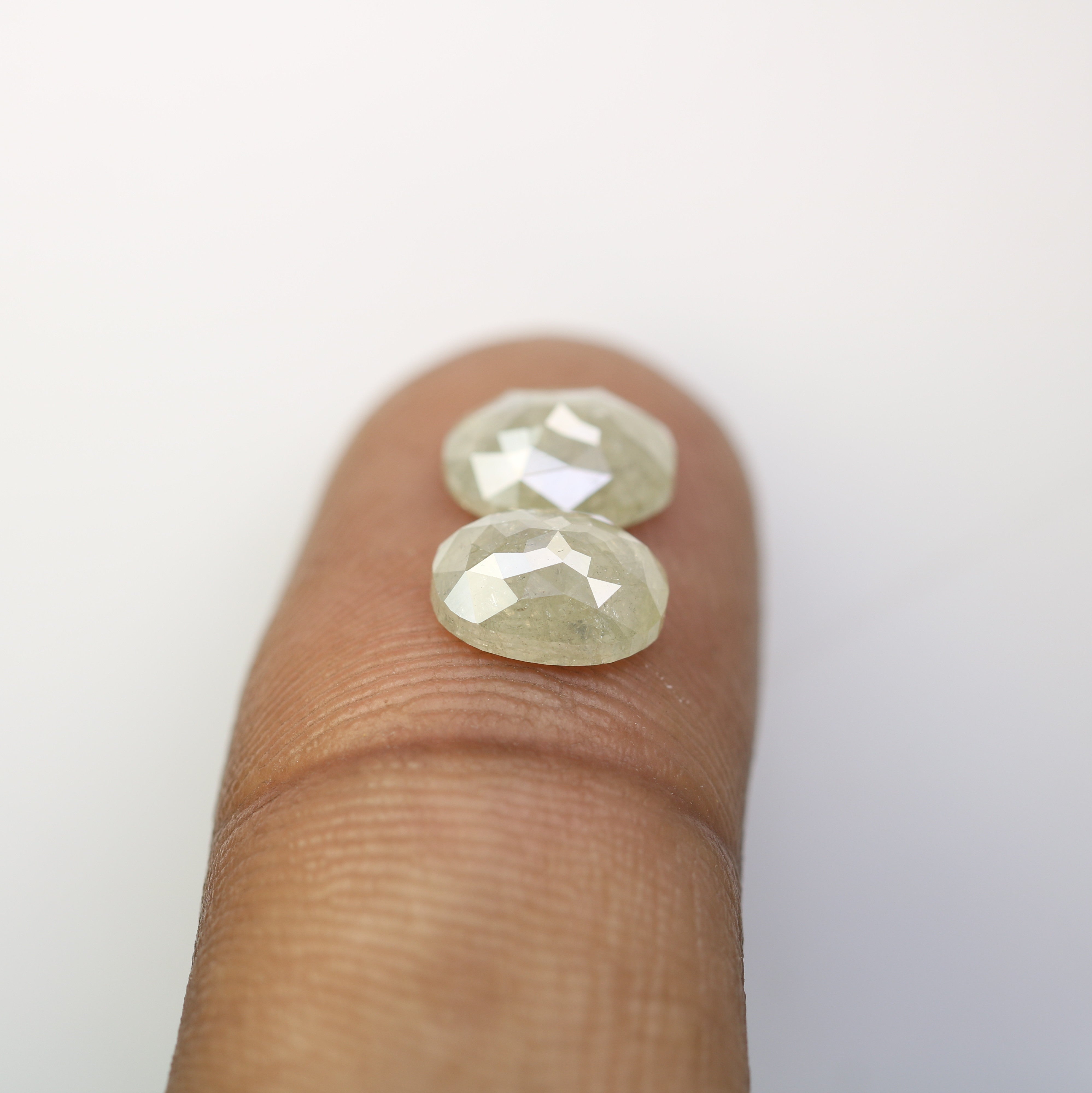 3.15 Carat Natural Grey Loose Rustic Oval Shape Diamond Pair For Vintage Ring