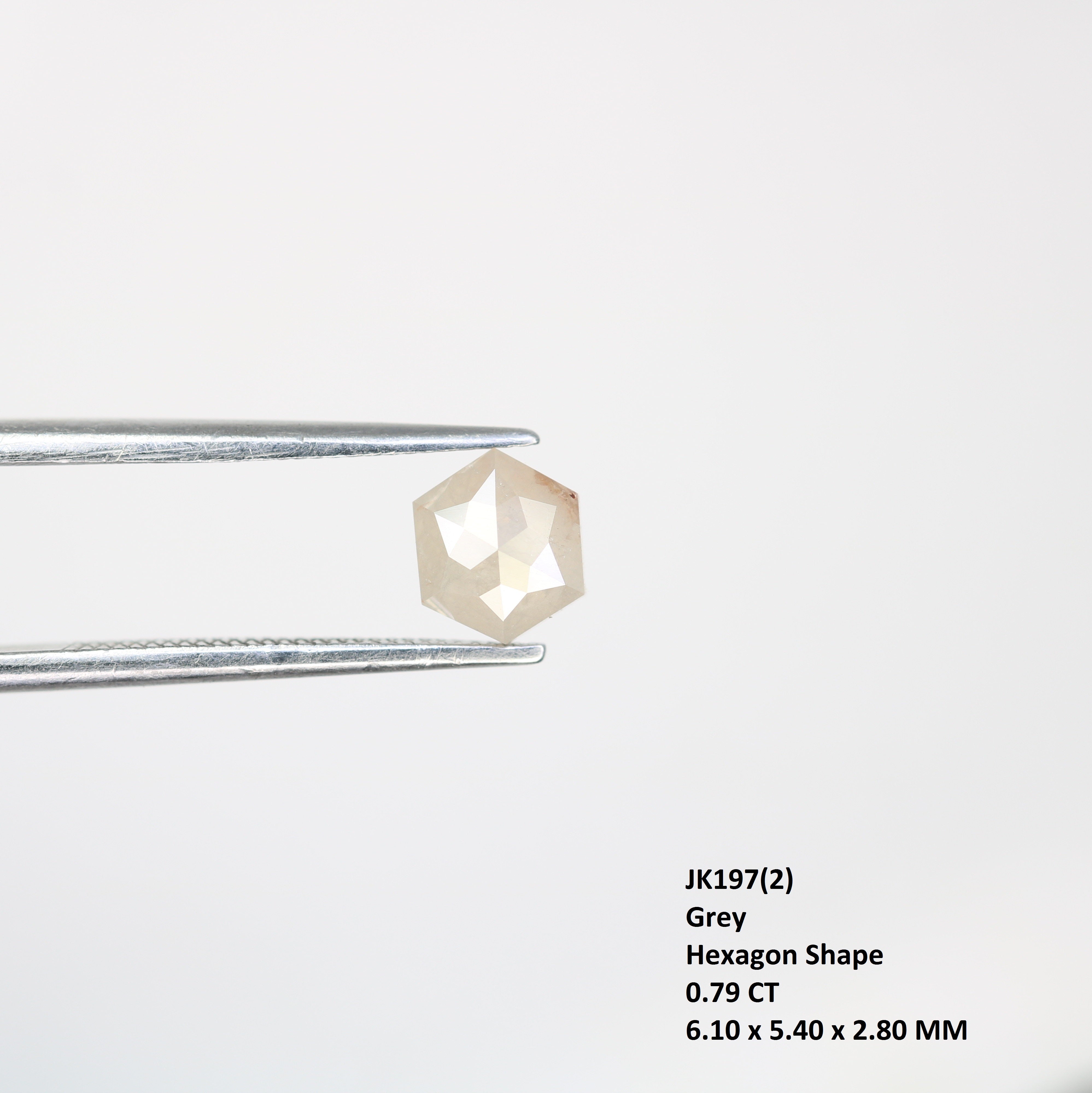 0.79 Carat Natural Loose Grey Hexagon Shaped Diamond For Engagement Ring