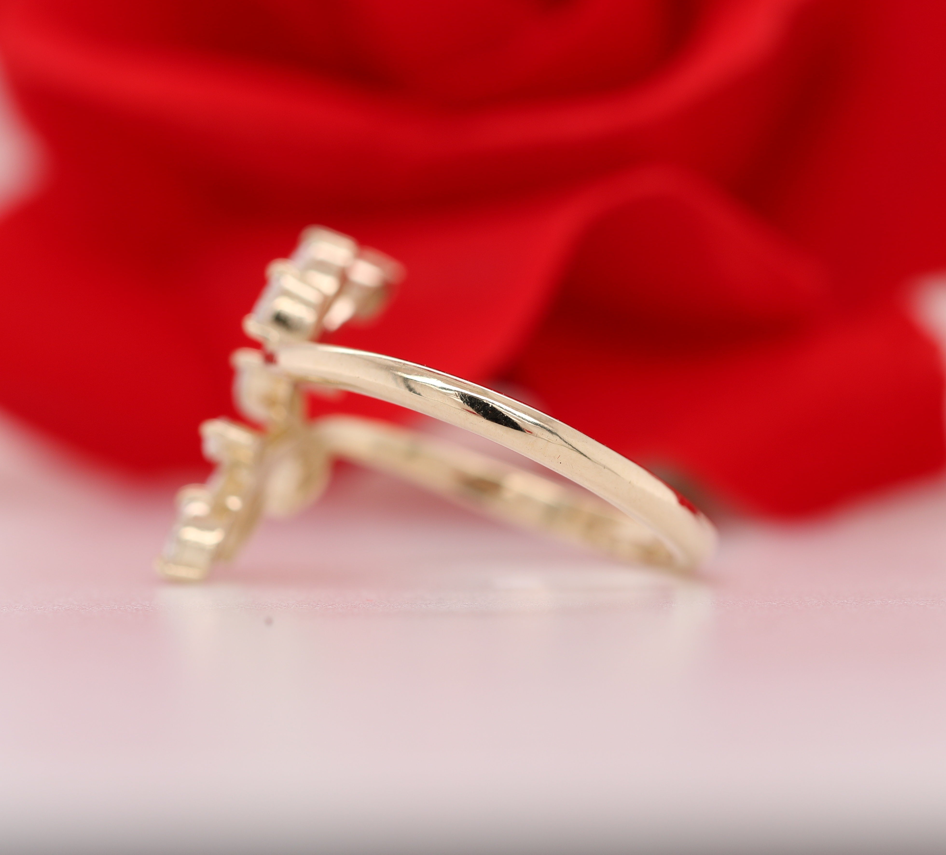 White Marquise Diamond 14K Yellow Gold Engagement Ring