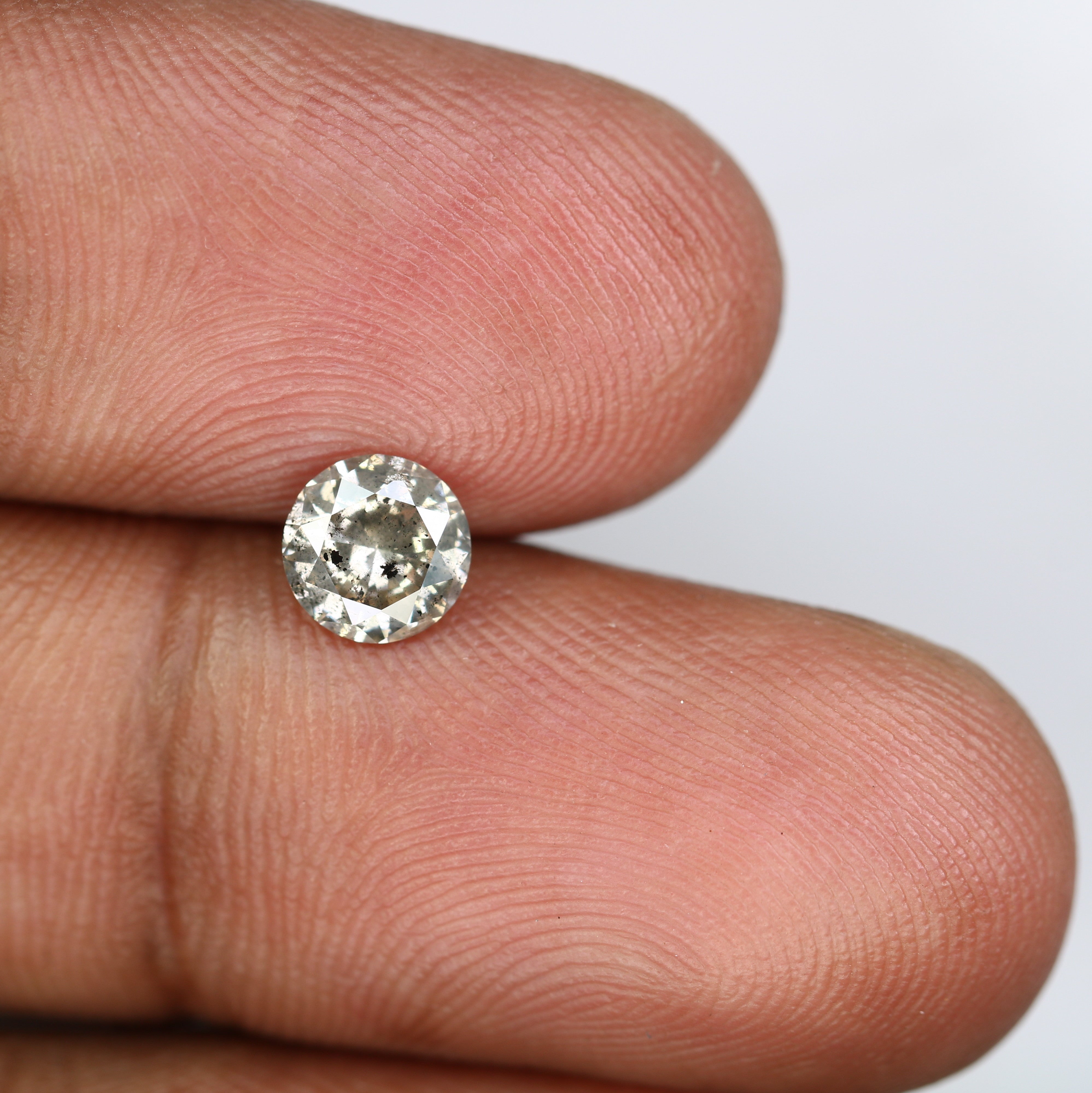 Salt And Pepper Diamond Ring 0.82 Carat Round Brilliant Cut Diamond