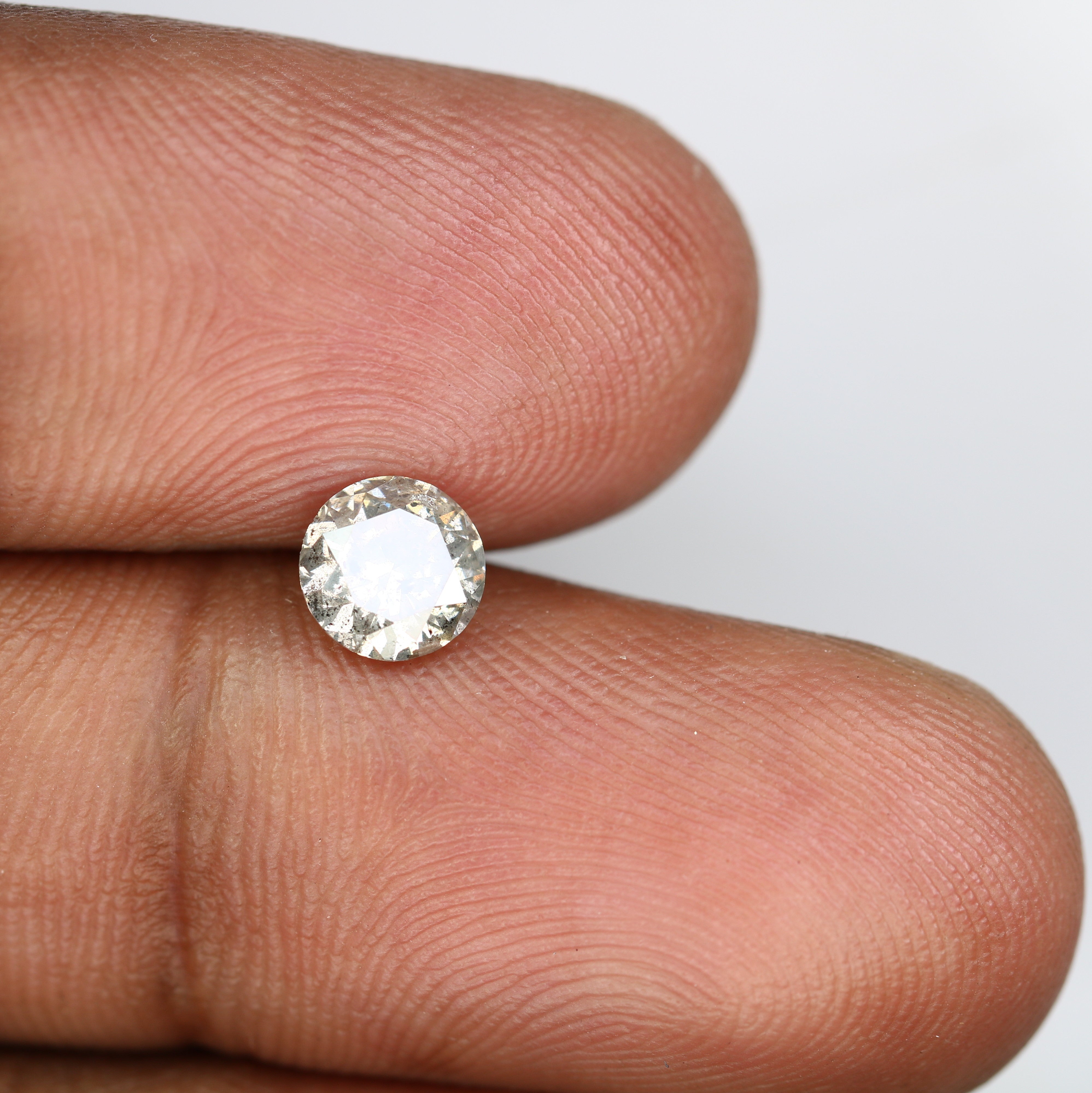 Salt And Pepper Diamond Ring 0.82 Carat Round Brilliant Cut Diamond