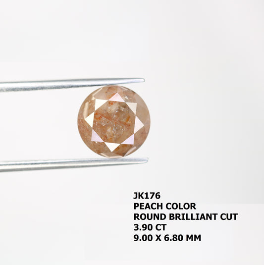 3.90 CT Peach Round Brilliant Cut Natural Diamond For Engagement Ring