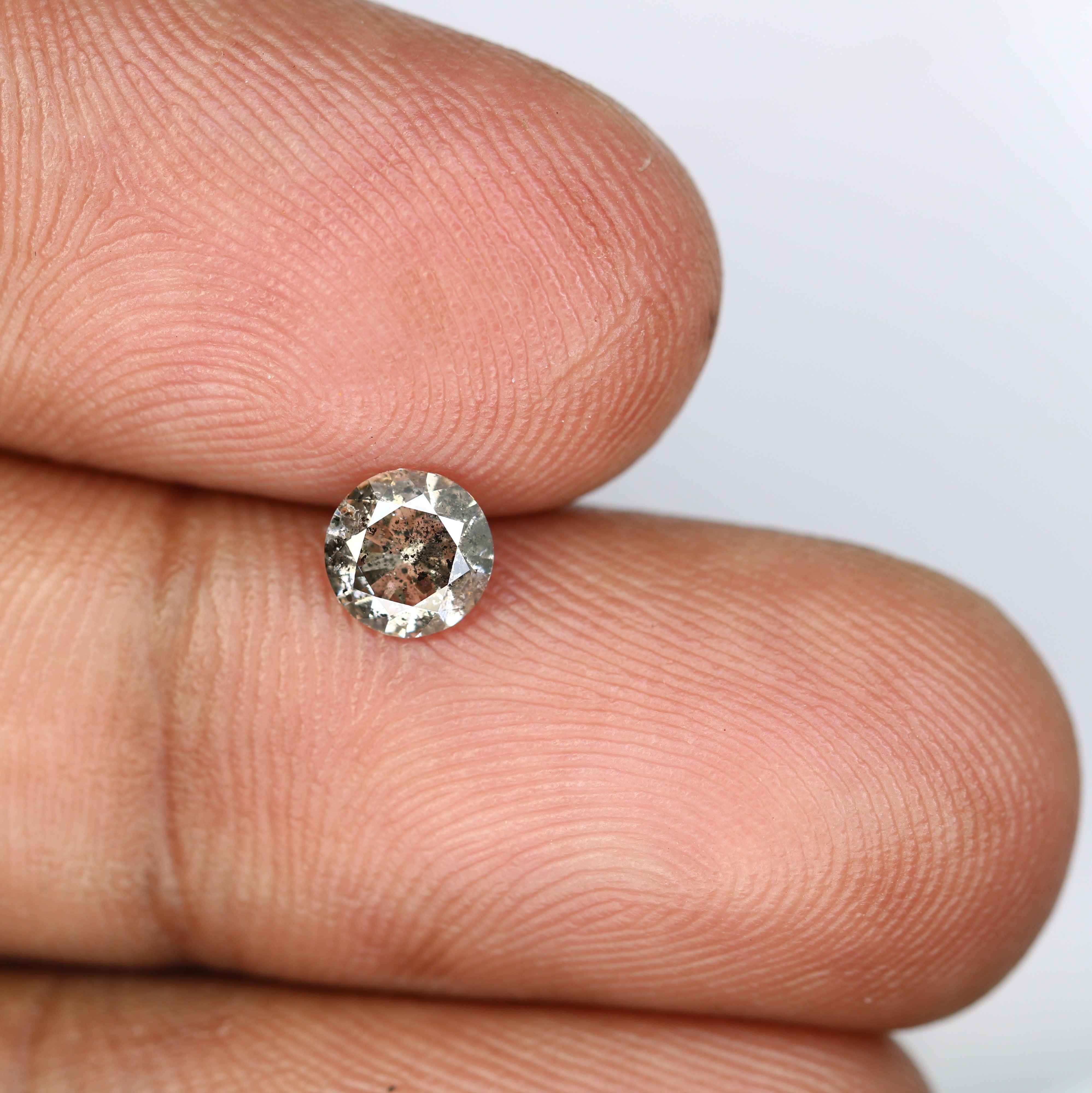 0.58 Carat Loose Round Brilliant Cut Salt And Pepper Diamond For Engagement Ring