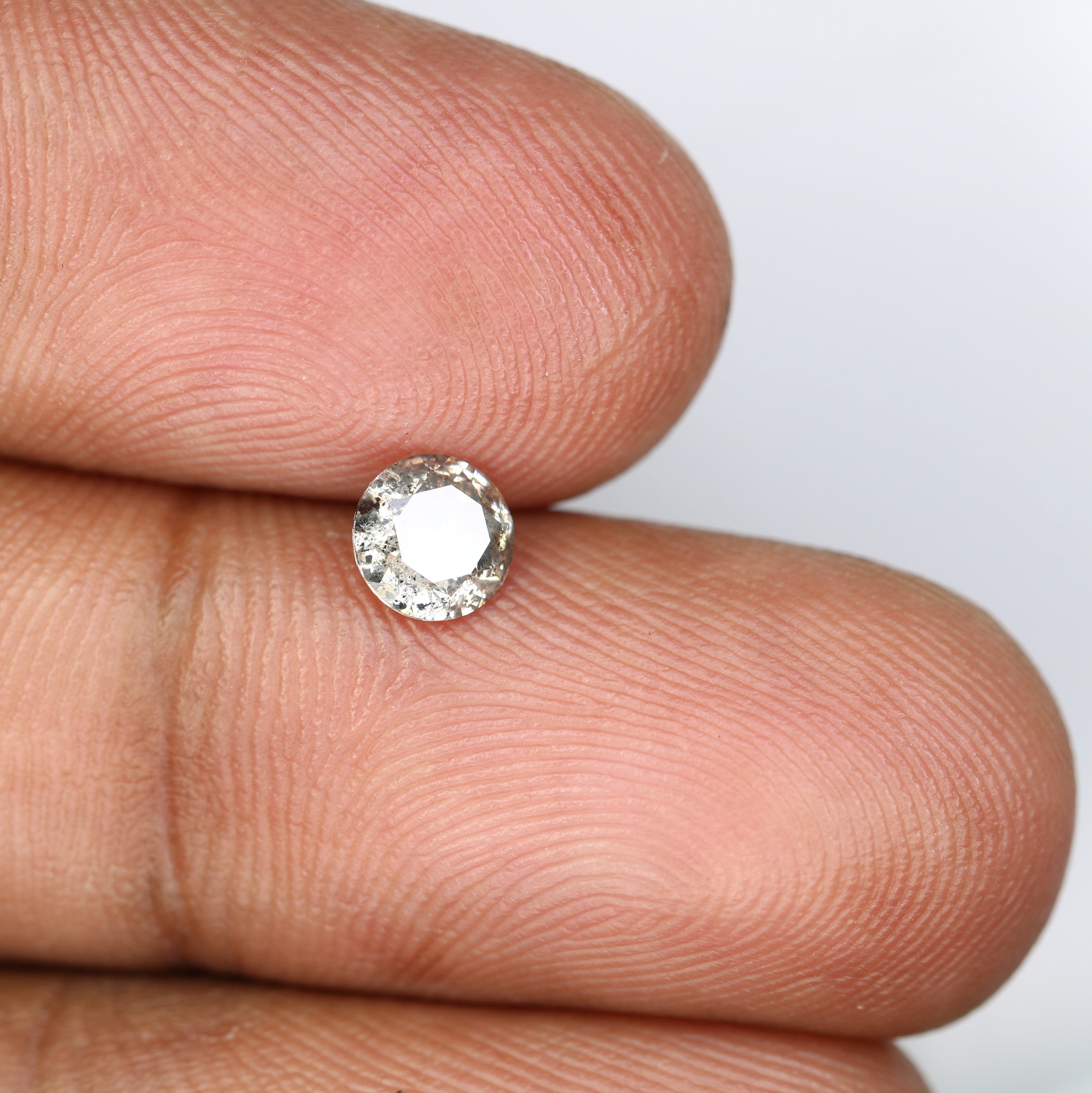 0.58 Carat Loose Round Brilliant Cut Salt And Pepper Diamond For Engagement Ring