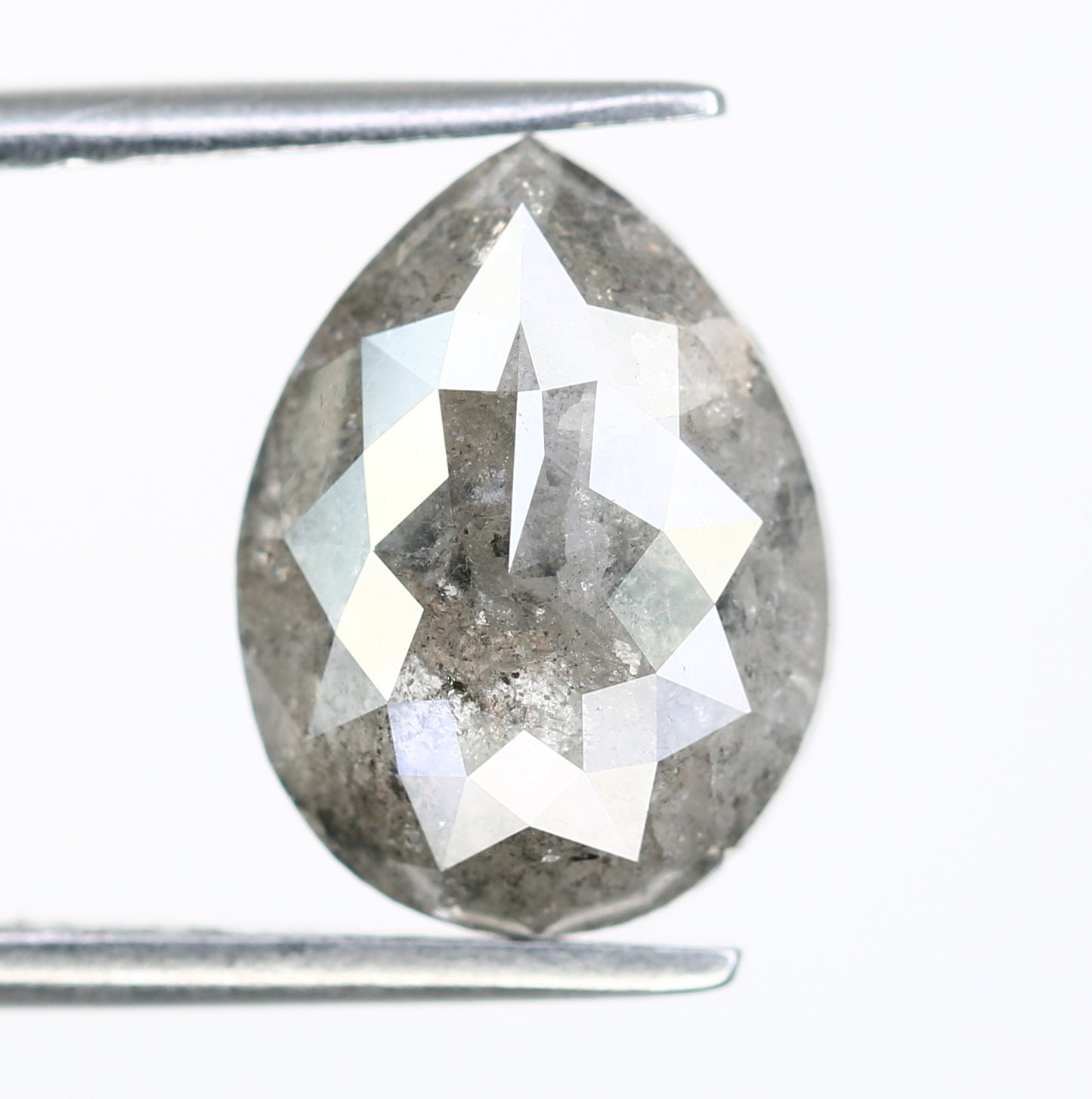 Pear Shape Diamond Ring 2.87 Carat Salt And Pepper Diamond