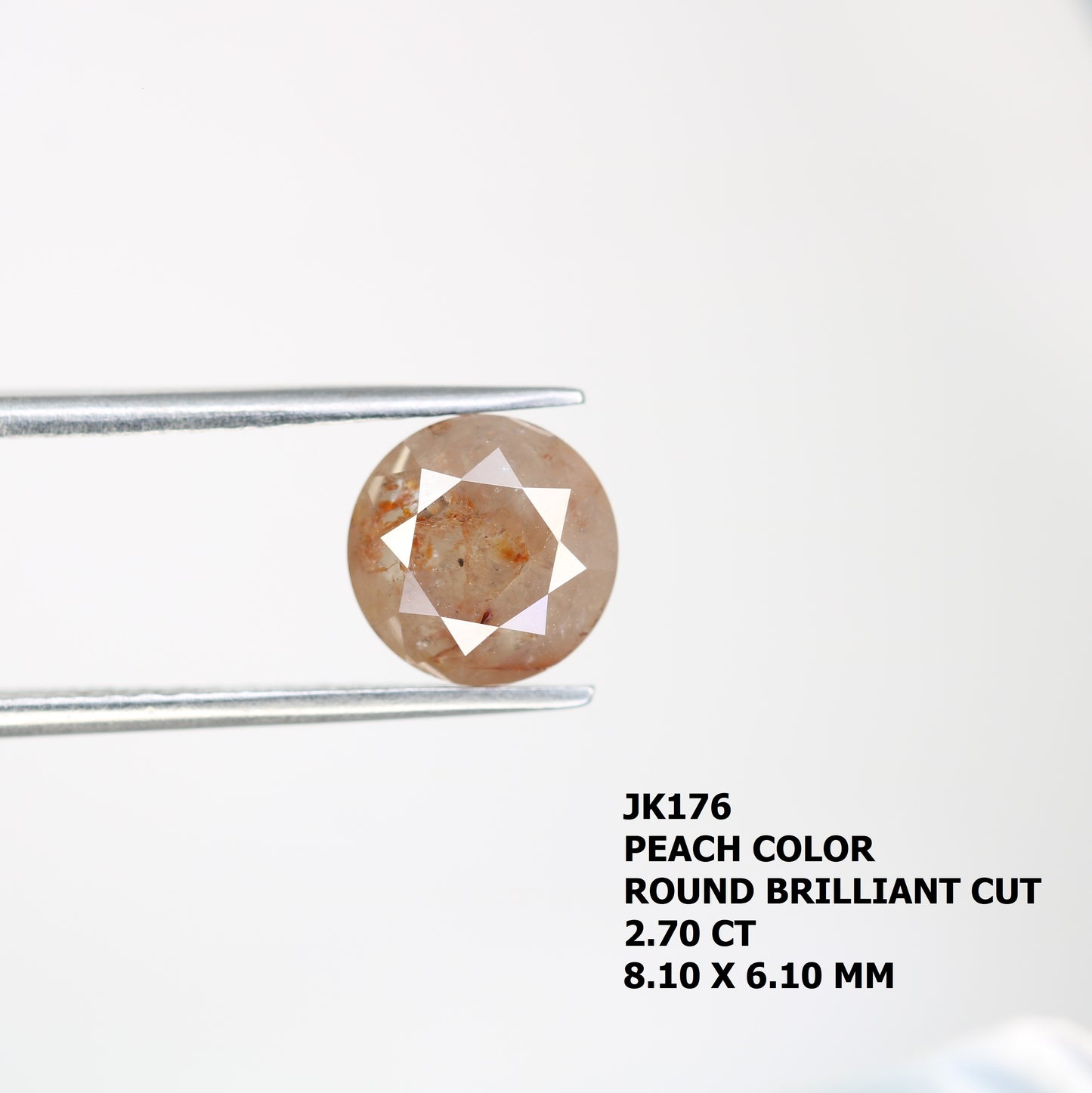 2.70 CT Loose Round Brilliant Cut Peach Diamond For Engagement Ring - JayKrishna Diamond