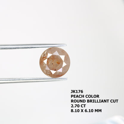 2.70 CT Loose Round Brilliant Cut Peach Diamond For Engagement Ring - JayKrishna Diamond