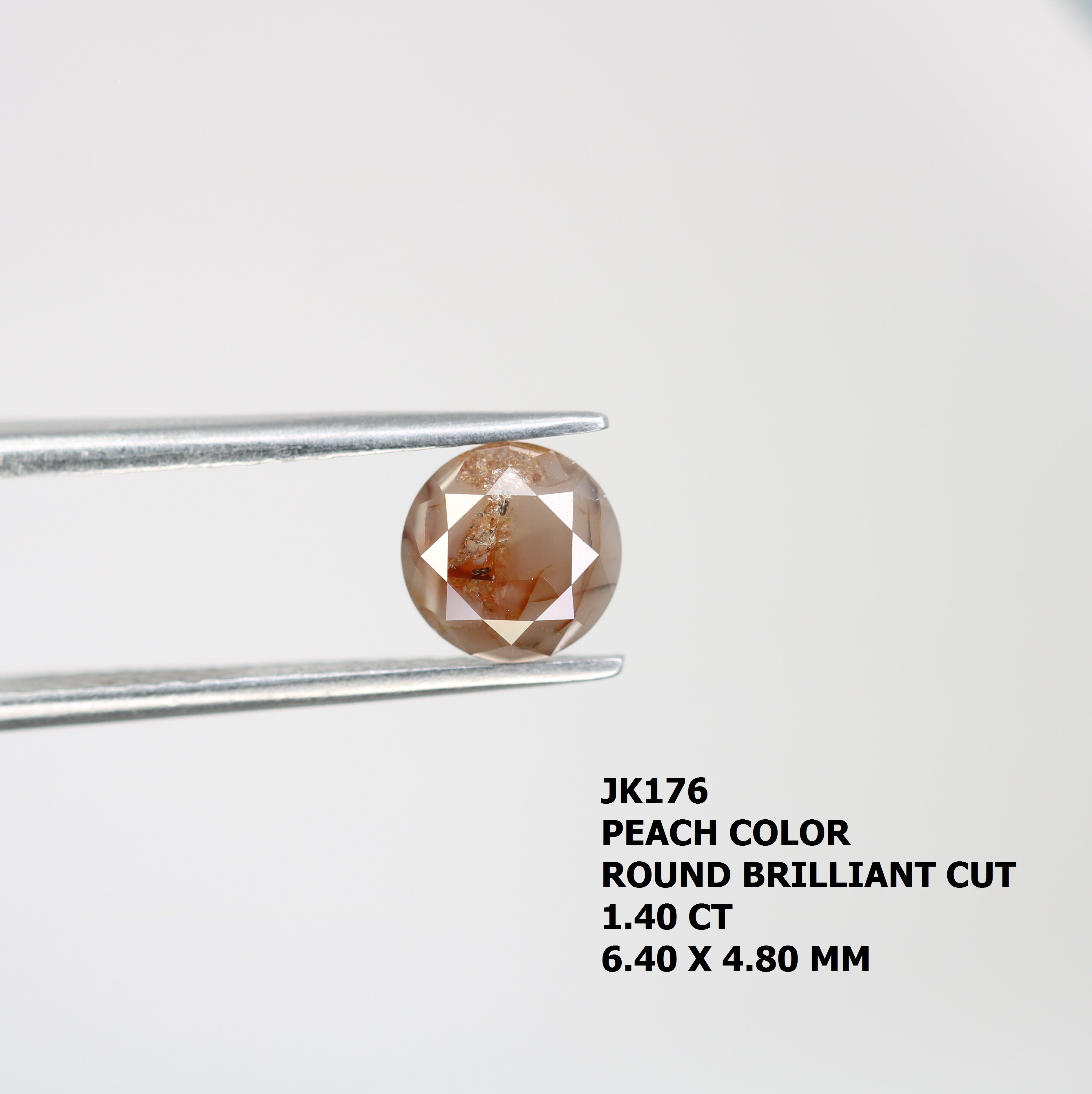 1.40 CT Peach Round Brilliant Cut Natural Diamond For Engagement Ring