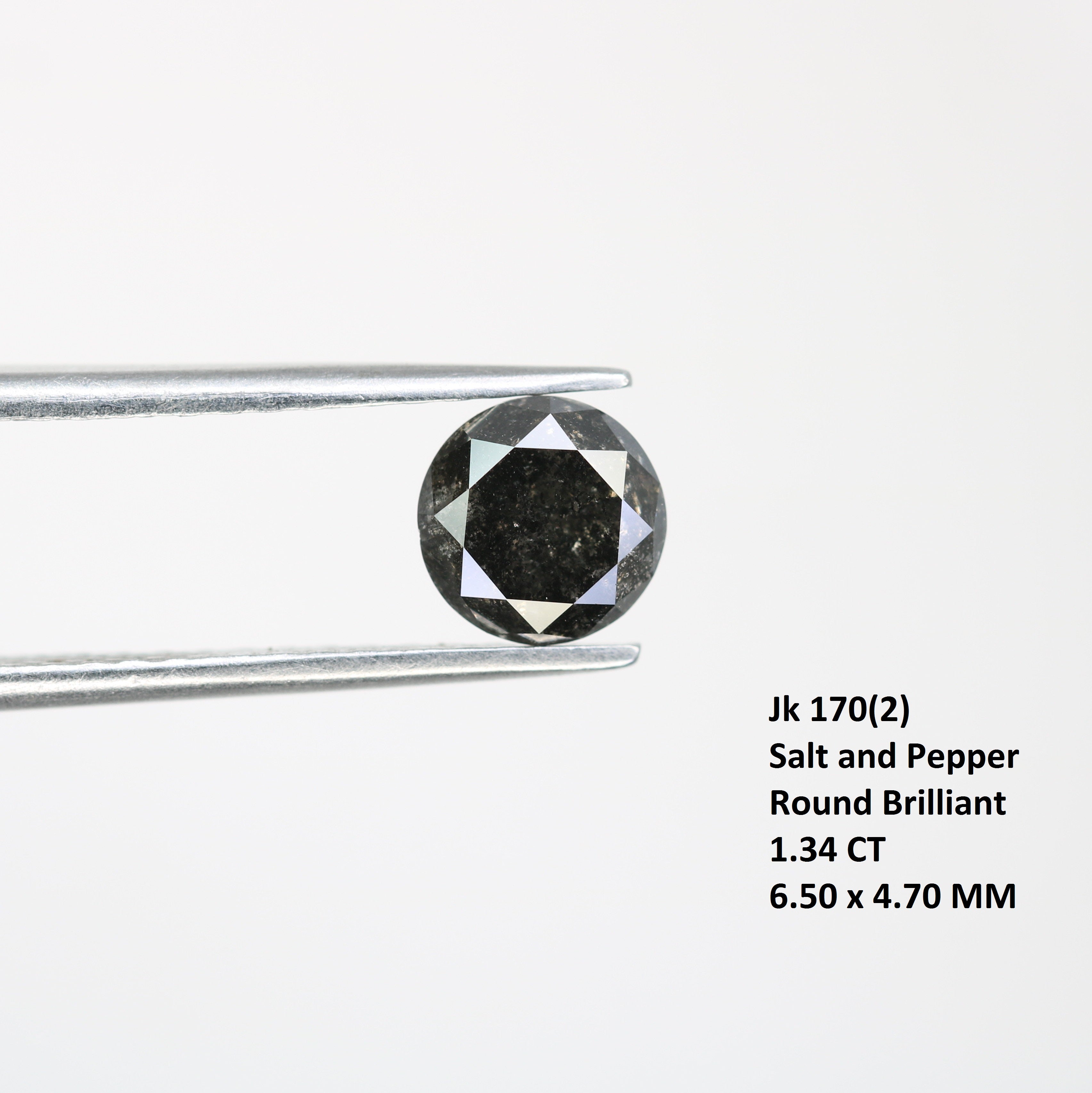 1.34 CT Salt And Pepper Loose Round Brilliant Cut Diamond For Galaxy Ring