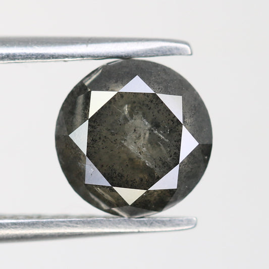 1.42 CT Natural Salt And Pepper Round Brilliant Cut Diamond For Engagement Ring - JayKrishna Diamond