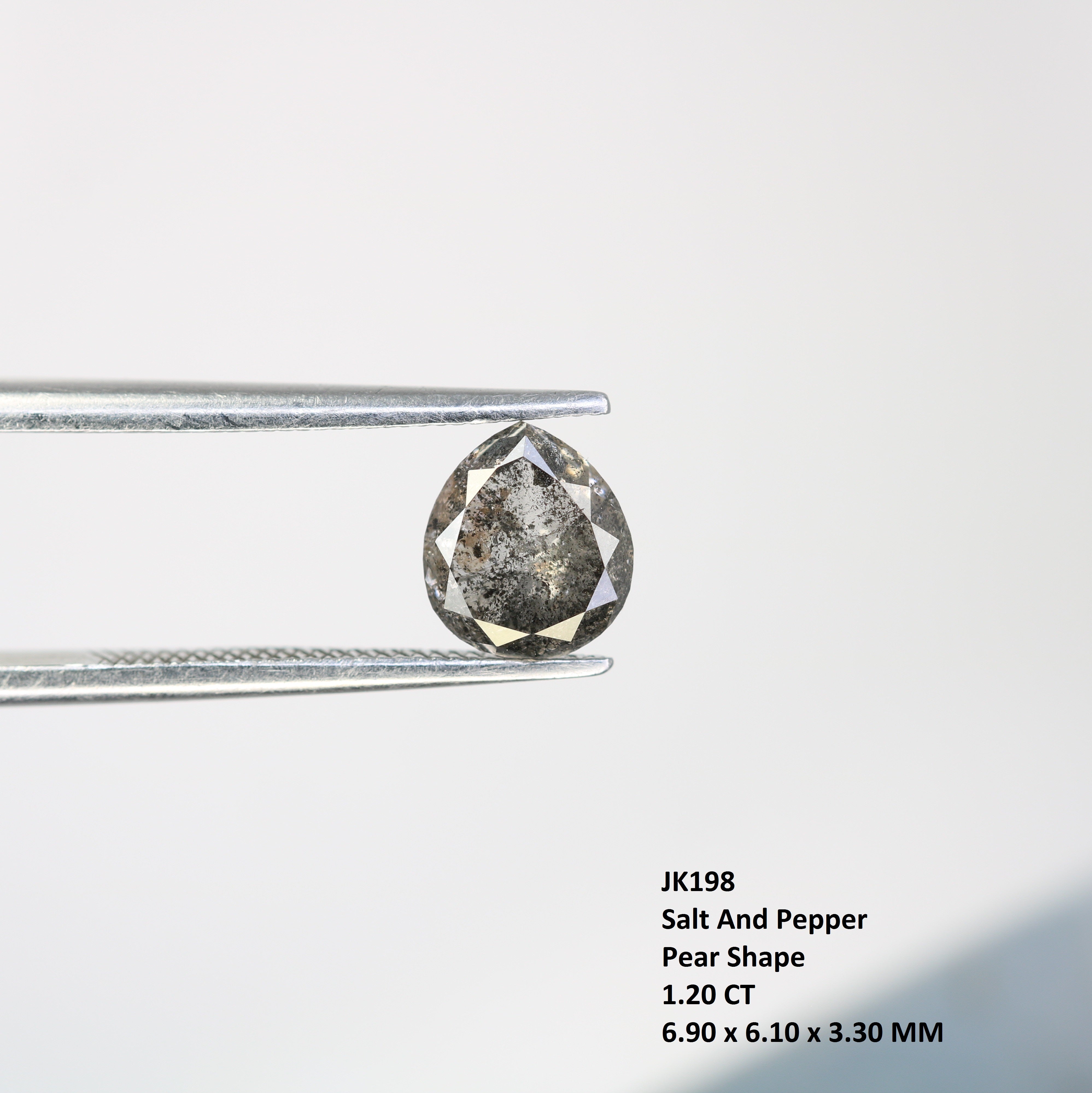 Pear Shaped Diamond Ring 1.20 Carat Salt And Pepper Diamond