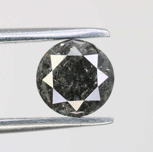 0.93 CT Round Brilliant Cut Salt And Pepper Natural Loose Diamond For Engagement Ring - JayKrishna Diamond