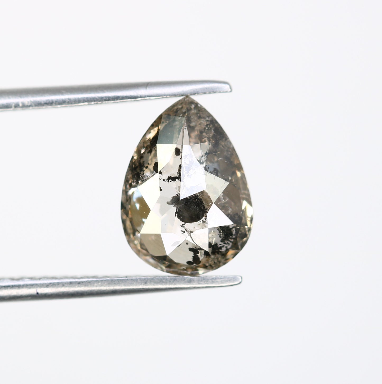 Pear Cut Diamond 1.64 Carat Natural Loose Salt And Pepper Diamond Ring