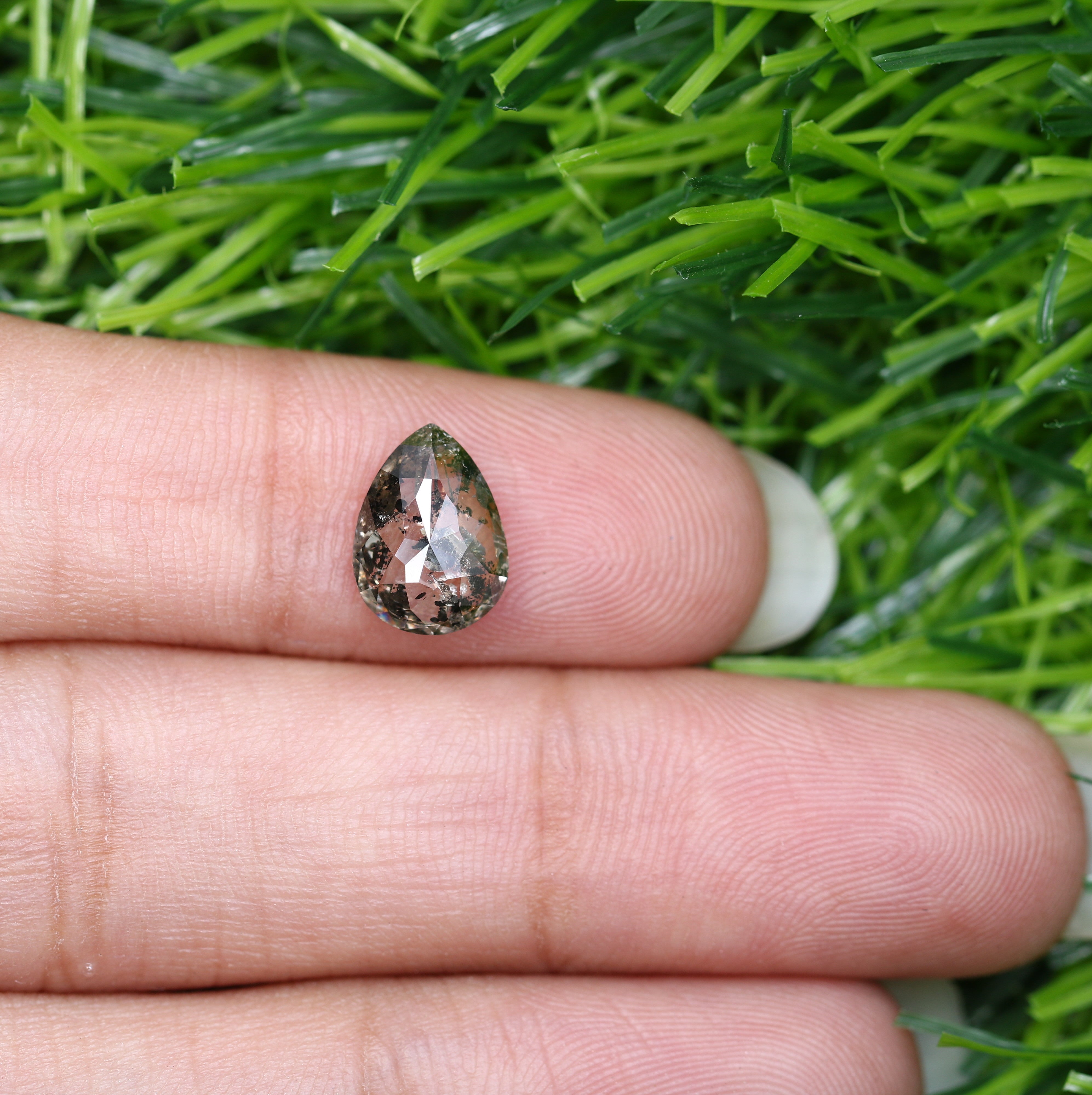 Pear Cut Diamond 1.64 Carat Natural Loose Salt And Pepper Diamond Ring