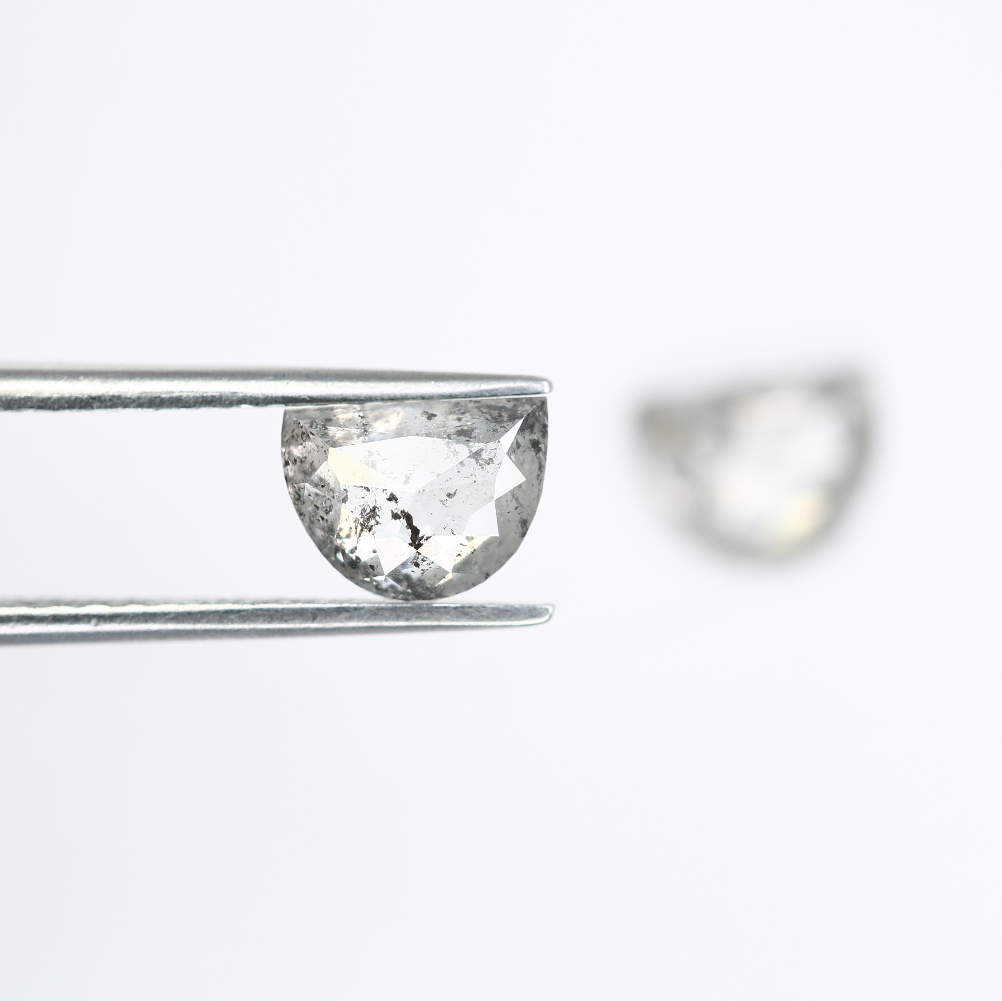 2.38 Carat Natural Loose Salt And Pepper Half Moon Diamond Pair For Diamond Earring