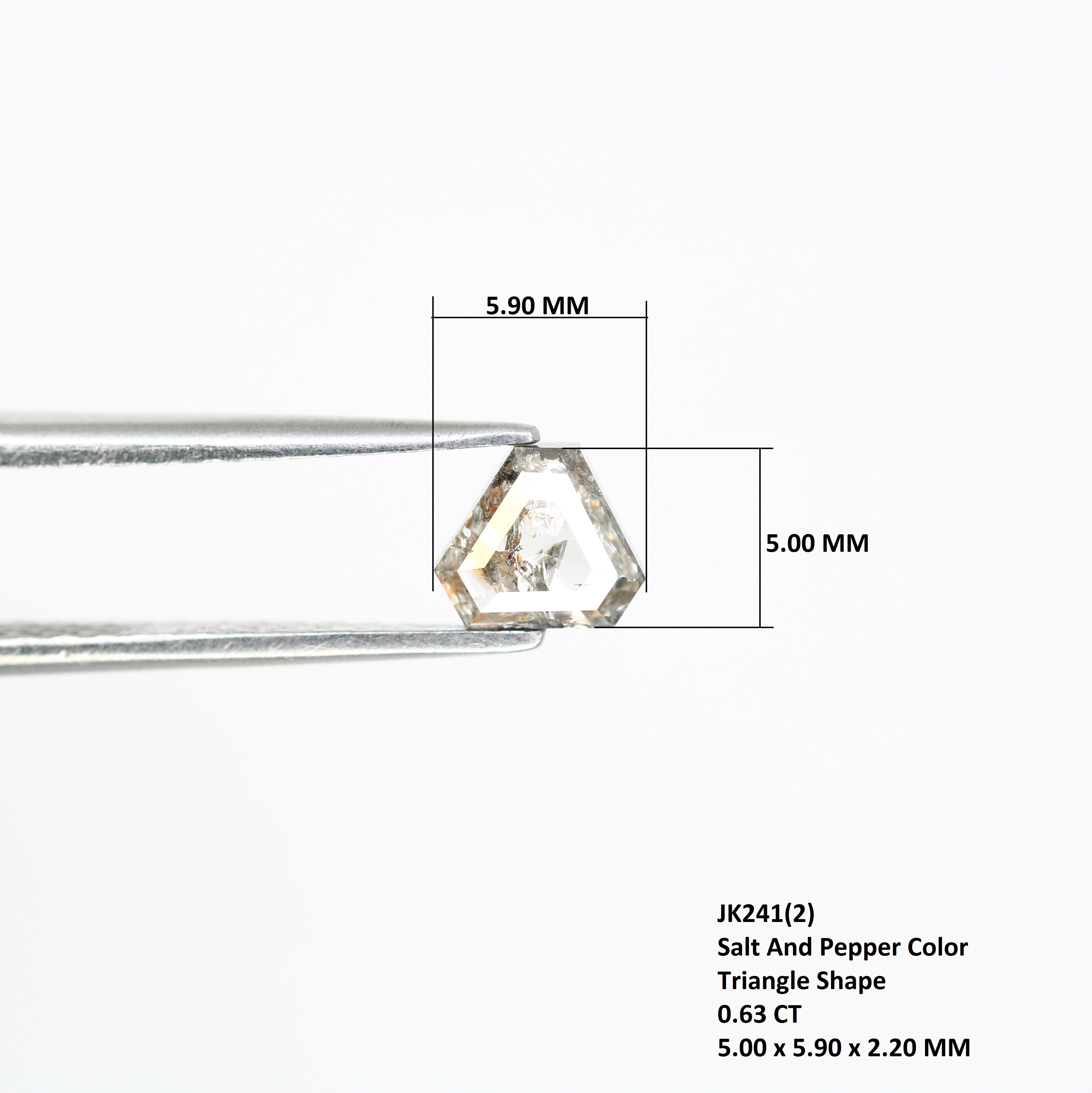 0.63 Carat 5 MM Triangle Shape Loose Natural Salt And Pepper Diamond For Wedding Ring