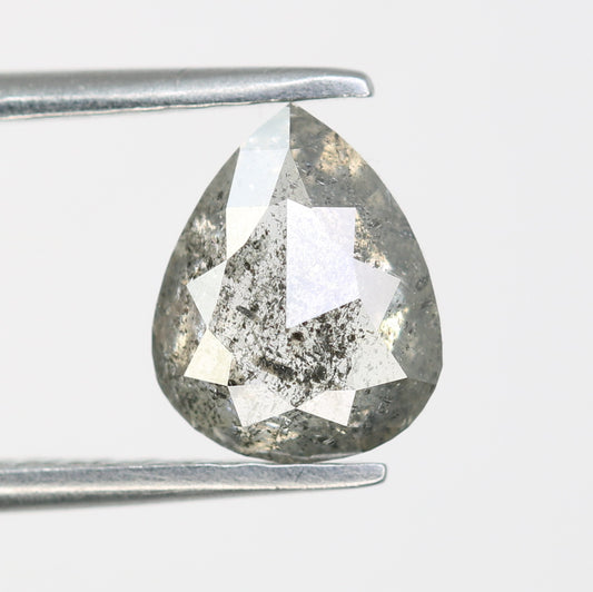 1.43 CT Natural Salt And Pepper Pear Cut Loose Diamond For Engagement Ring