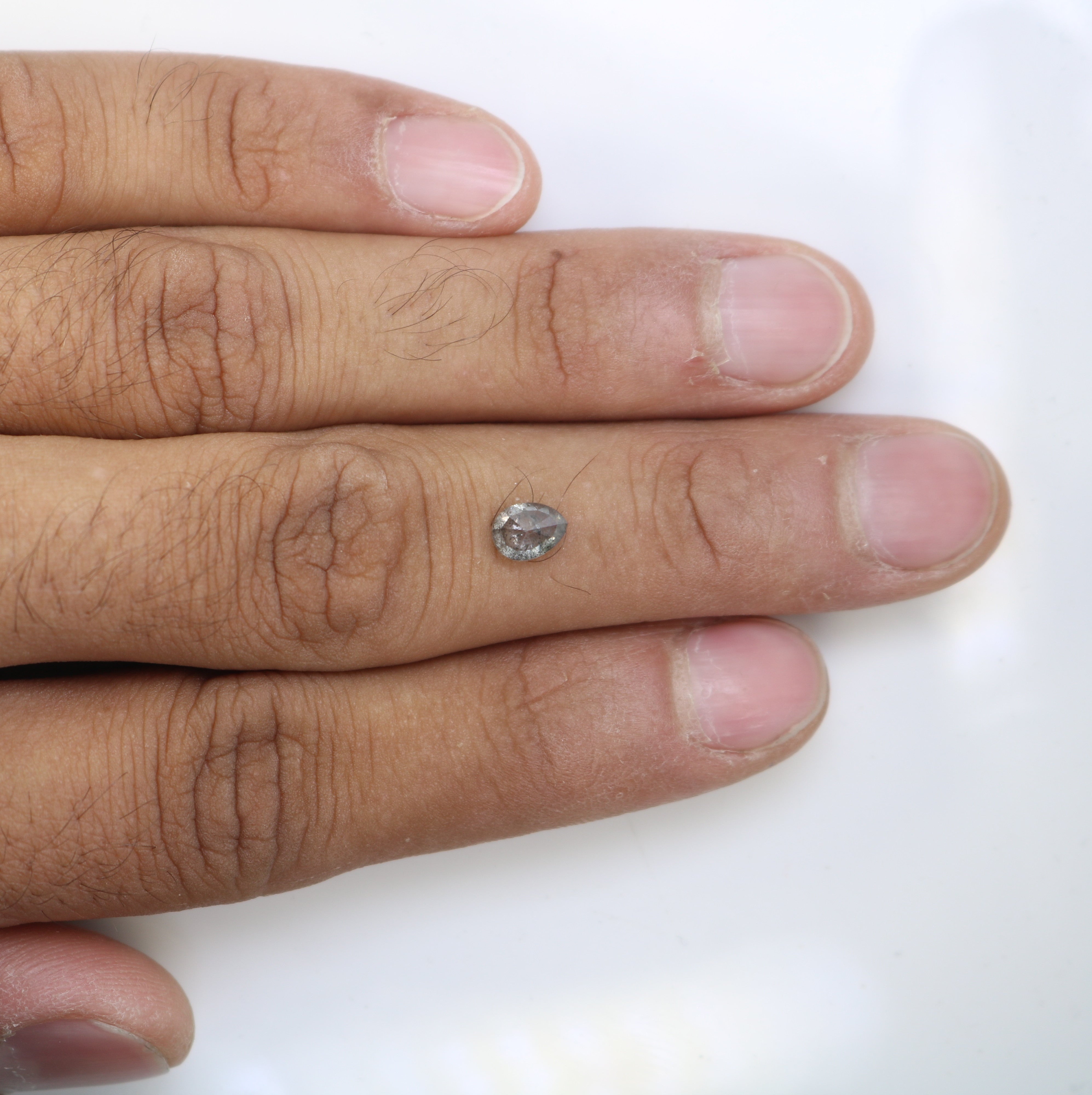 Pear Shape Diamond Ring 0.83 Carat Salt And Pepper Diamond