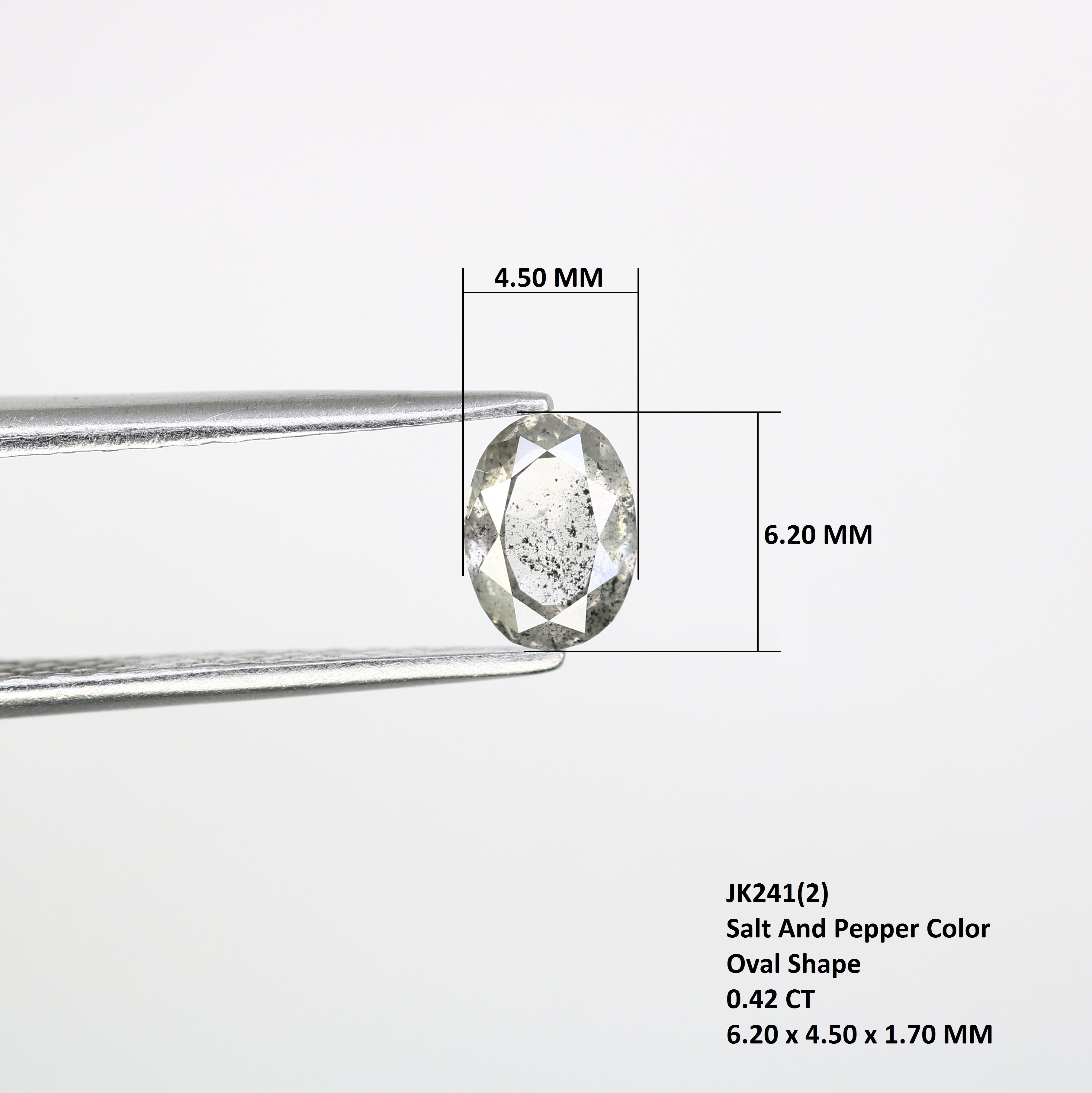 0.42 Carat Oval Cut Diamond Salt And Pepper Diamond For Galaxy Ring
