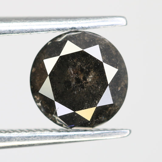 Natural Black Diamond 1.26 Carat Salt And Pepper Round Brilliant Cut Diamond - JayKrishna Diamond
