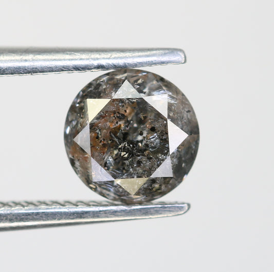 0.93 Carat Natural Round Brilliant Cut Salt And Pepper Diamond For Promise Ring - JayKrishna Diamond