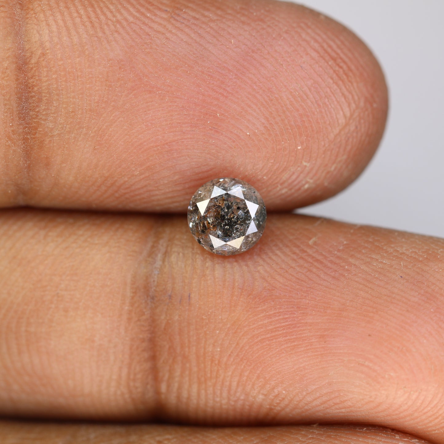 0.93 Carat Natural Round Brilliant Cut Salt And Pepper Diamond For Promise Ring