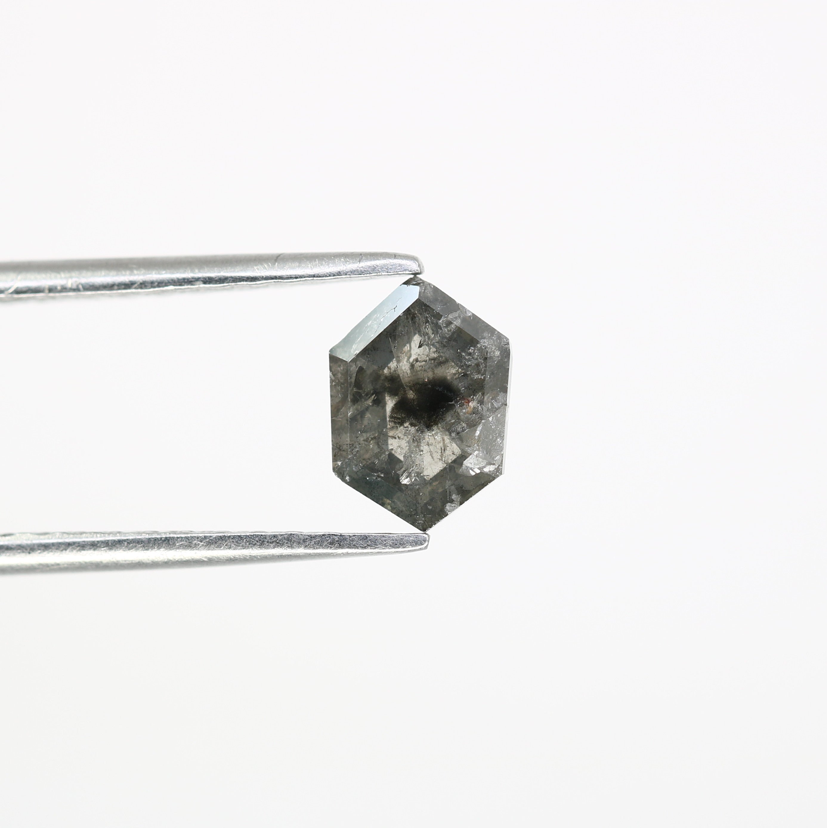 0.99 CT Salt And Pepper 7.60 MM Elongated Hexagon Shape Diamond For Engagement Ring