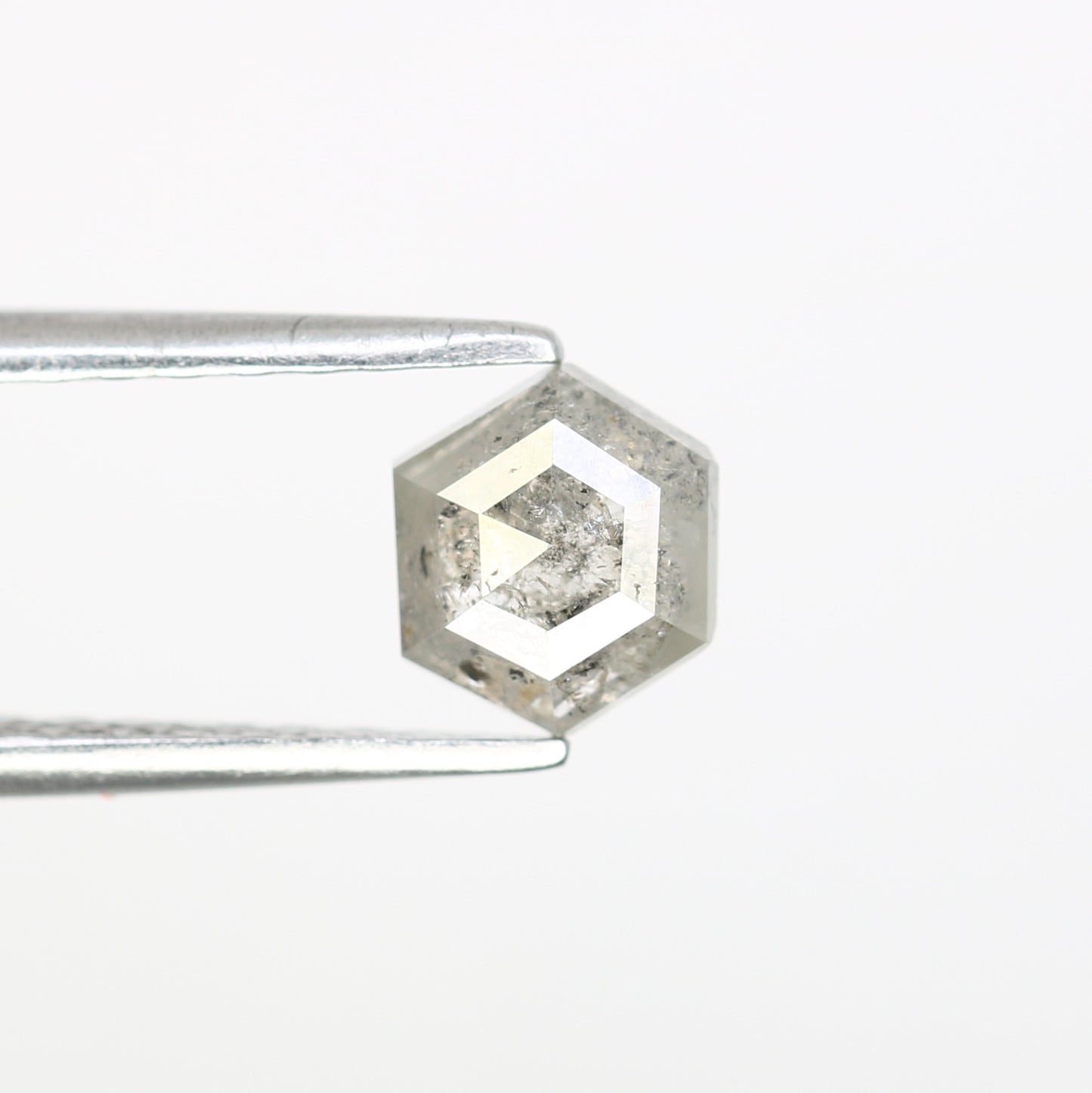 0.80 CT 6.00 MM Hexagon Cut Salt And Pepper Diamond For Promise Ring