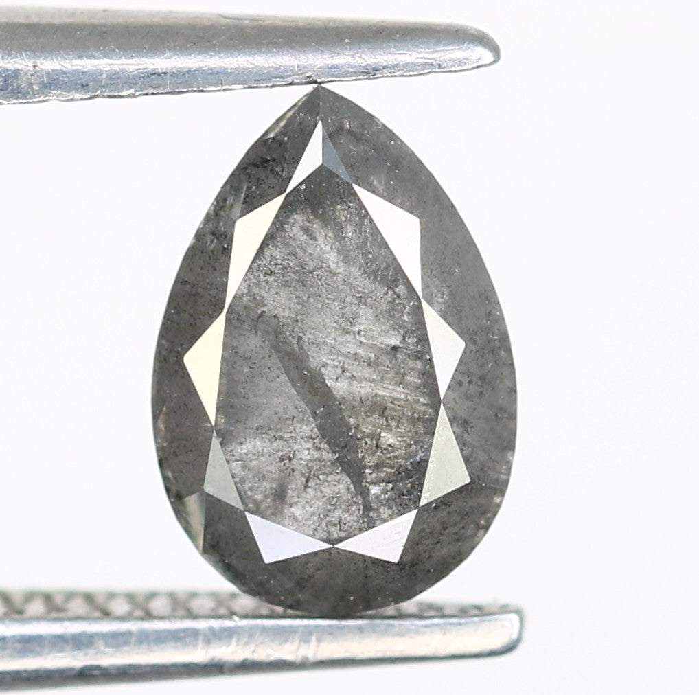 Salt And Pepper Diamond 0.69 CT Loose Natural Pear Diamond For Promise Ring