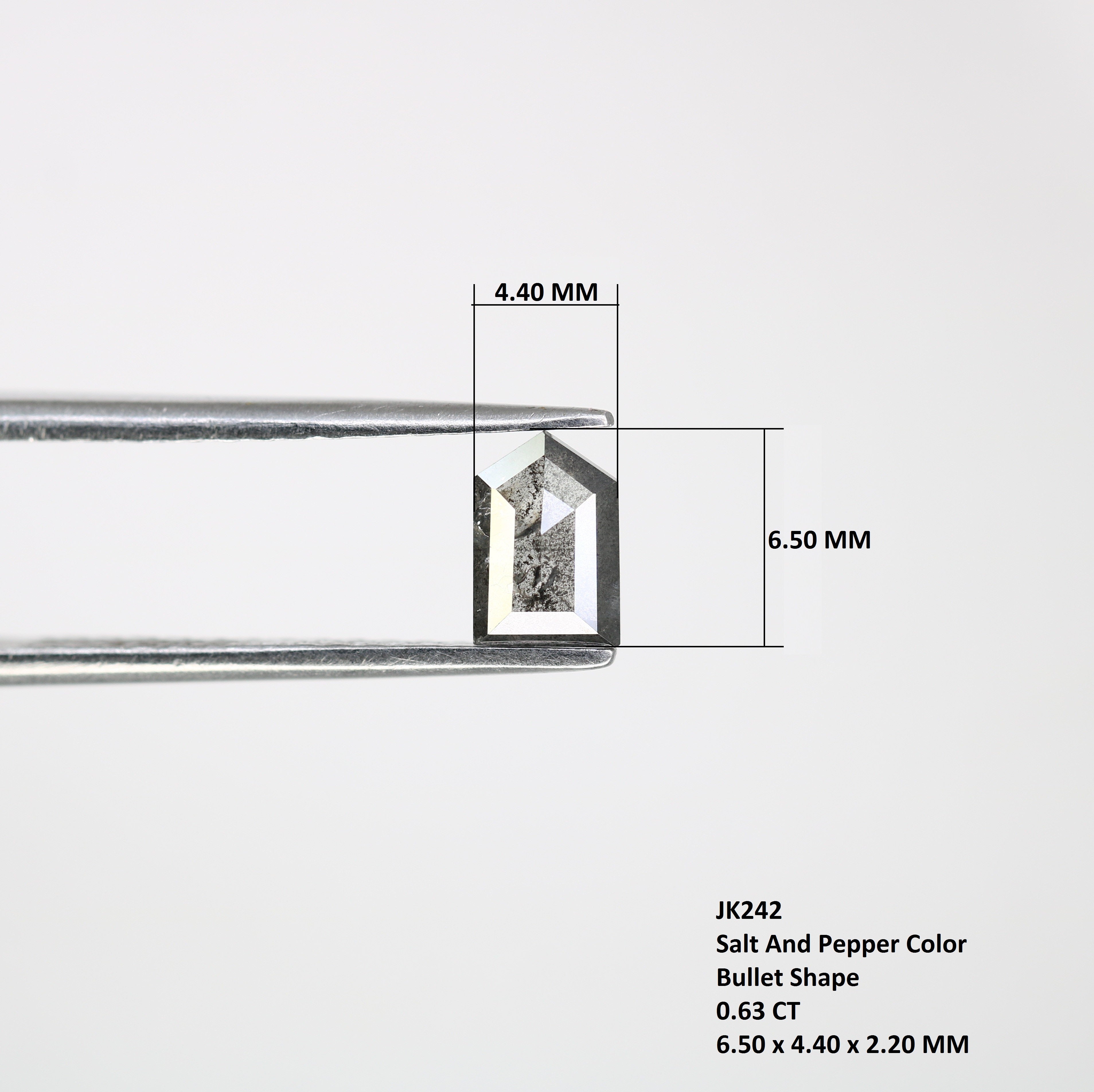 0.63 CT Bullet Shape 6.50 MM Salt And Pepper Diamond For Designer Jewelry
