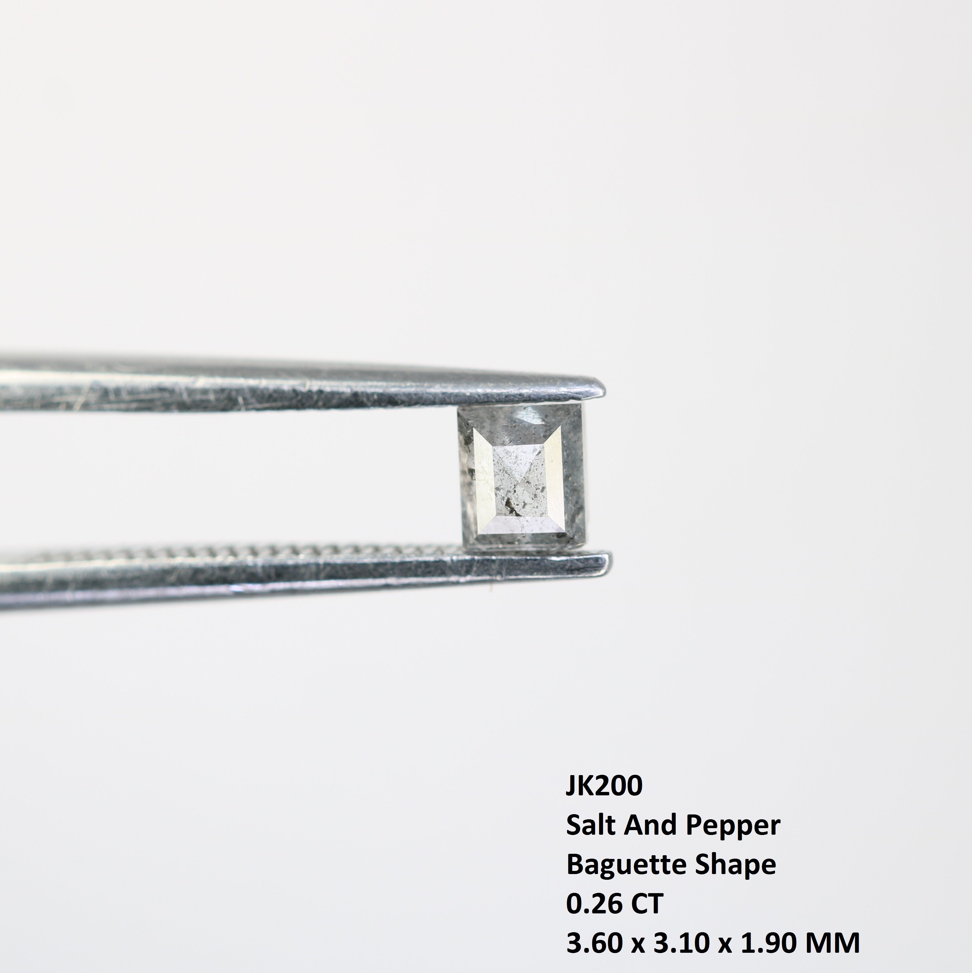 0.26 CT Baguette Shape Salt and Pepper Diamond For Engagement Ring