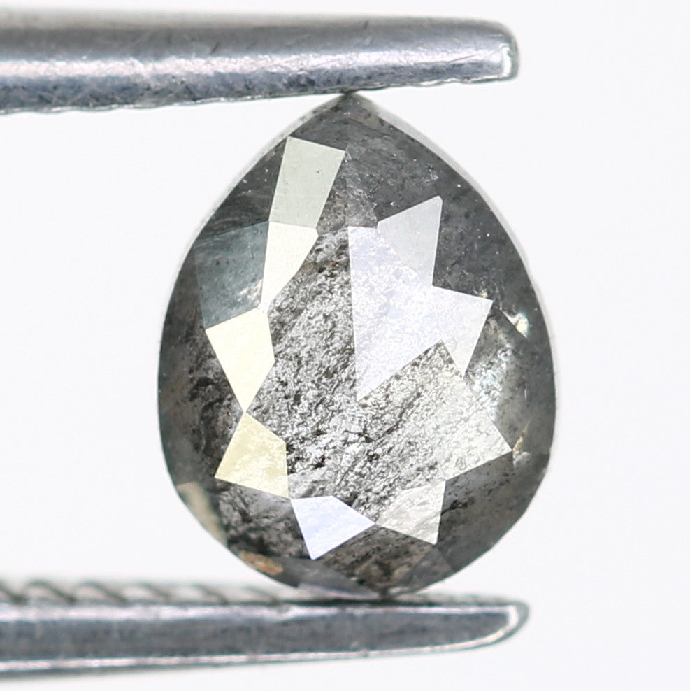 0.41 Carat 5.3 MM Loose Salt And Pepper Color Pear Shaped Diamond Ring
