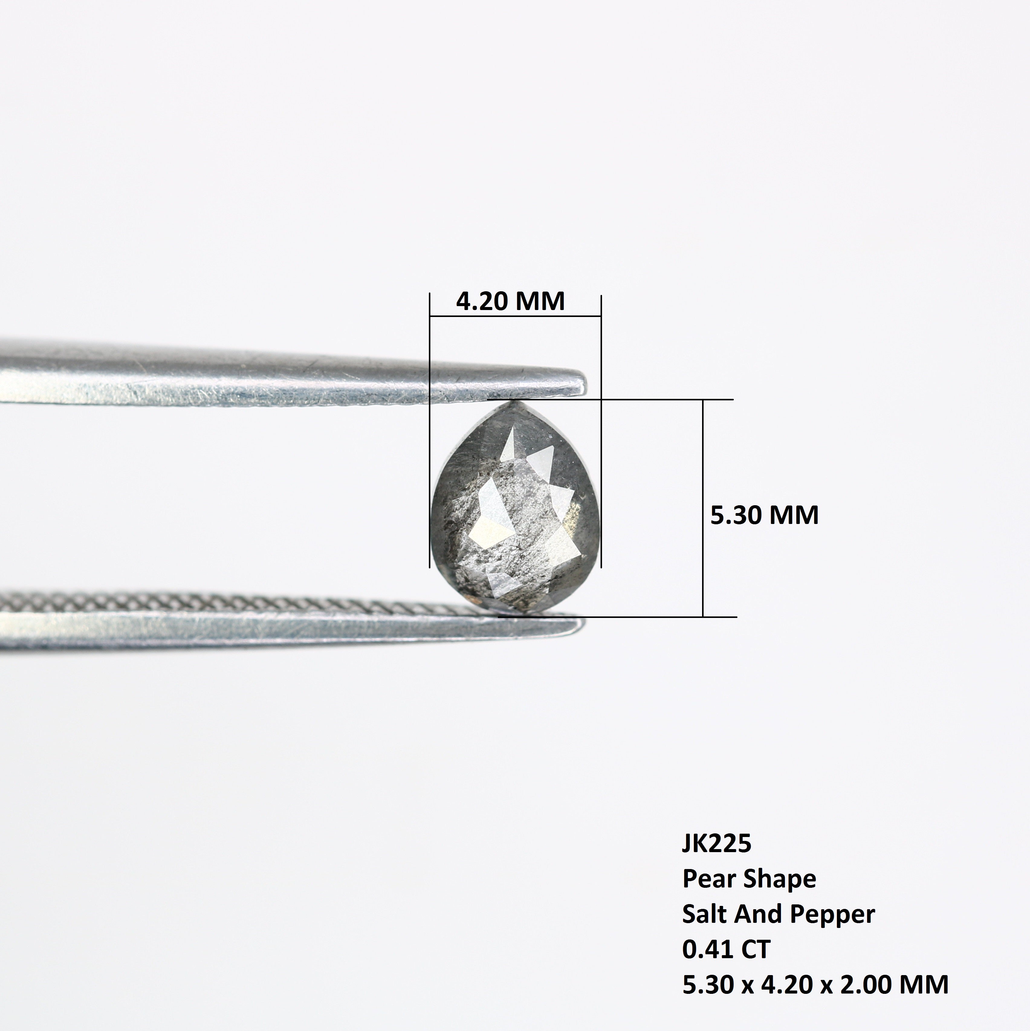 0.41 Carat 5.3 MM Loose Salt And Pepper Color Pear Shaped Diamond Ring
