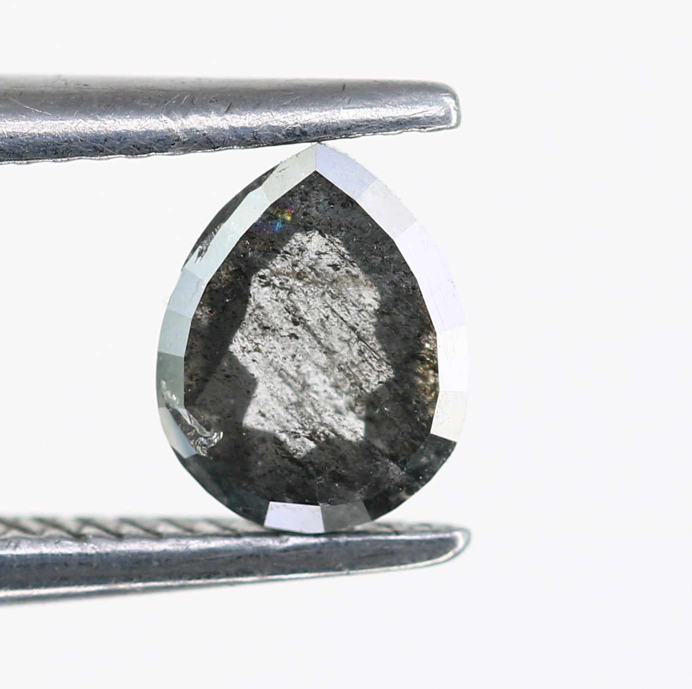 0.41 Carat 5.3 MM Loose Salt And Pepper Color Pear Shaped Diamond Ring